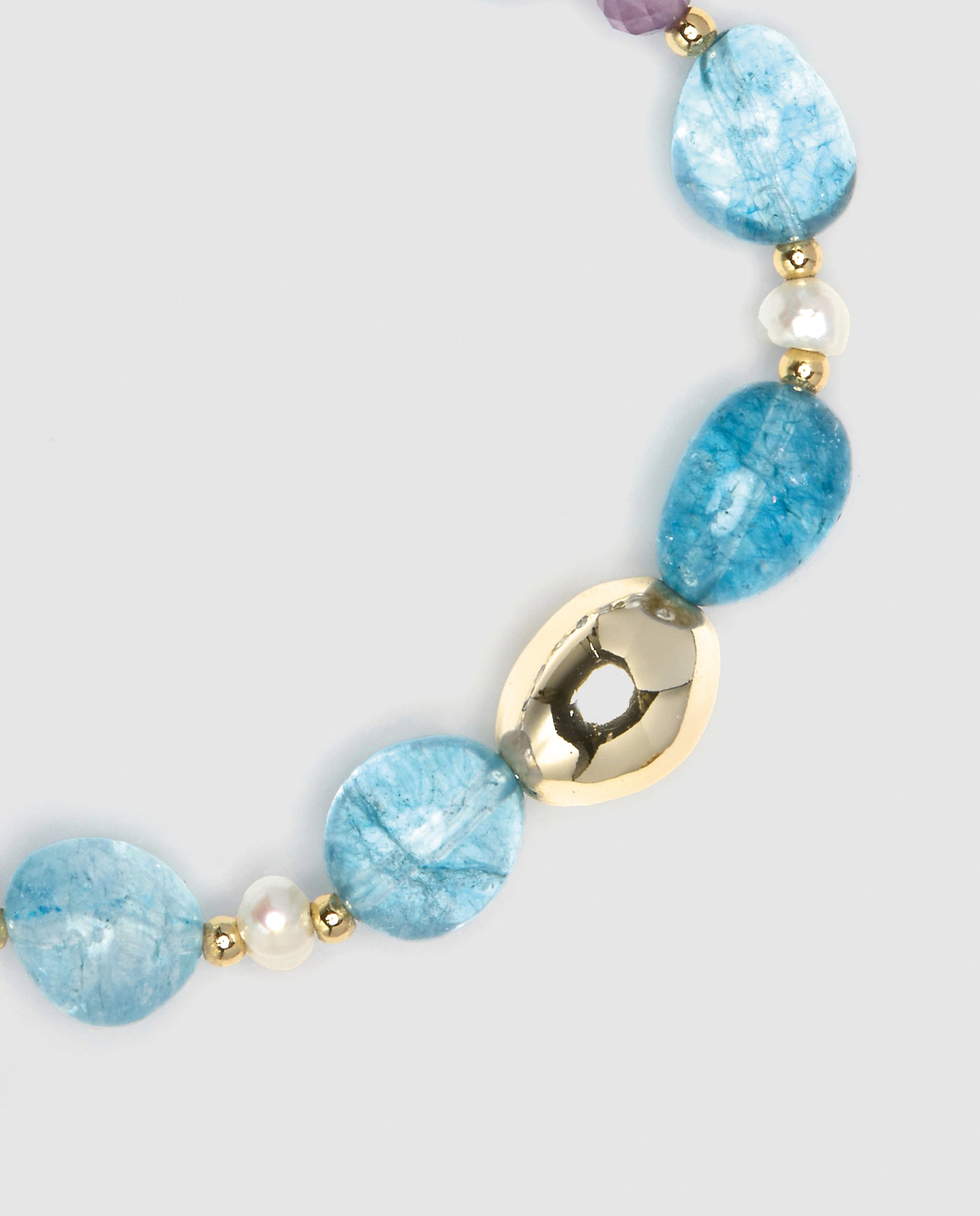 Pulseira de Corrente Trendy de Prata de Lei 925 Acabada em Ouro Amarelo de 18 Quilates com Cristal Azul Ouro-6