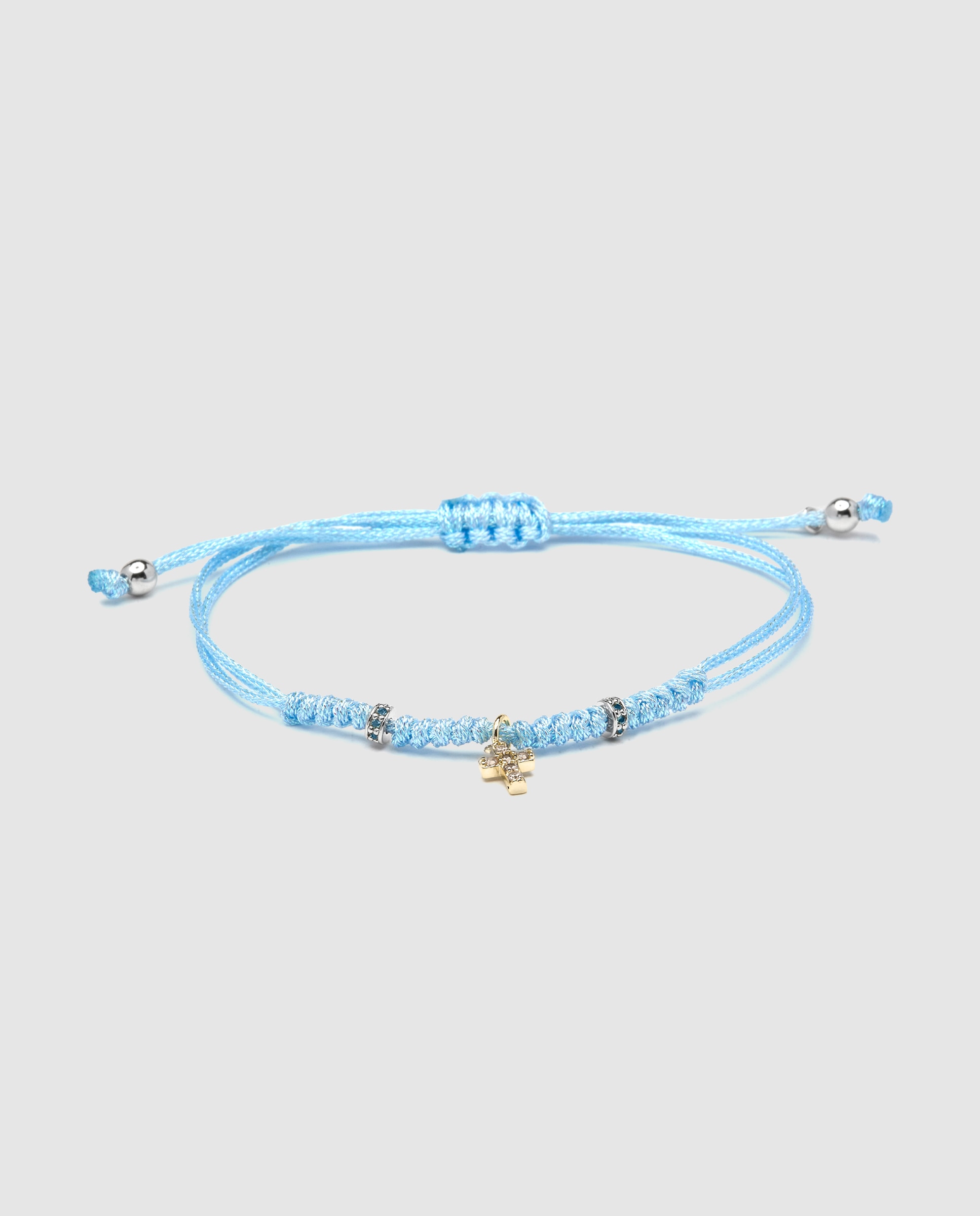 Pulseira de Cordão e Fio Pide Un Deseo de Prata de Lei 925 Acabada em Ouro Amarelo de 18 Quilates com Zirconita Multicolor Ouro-1