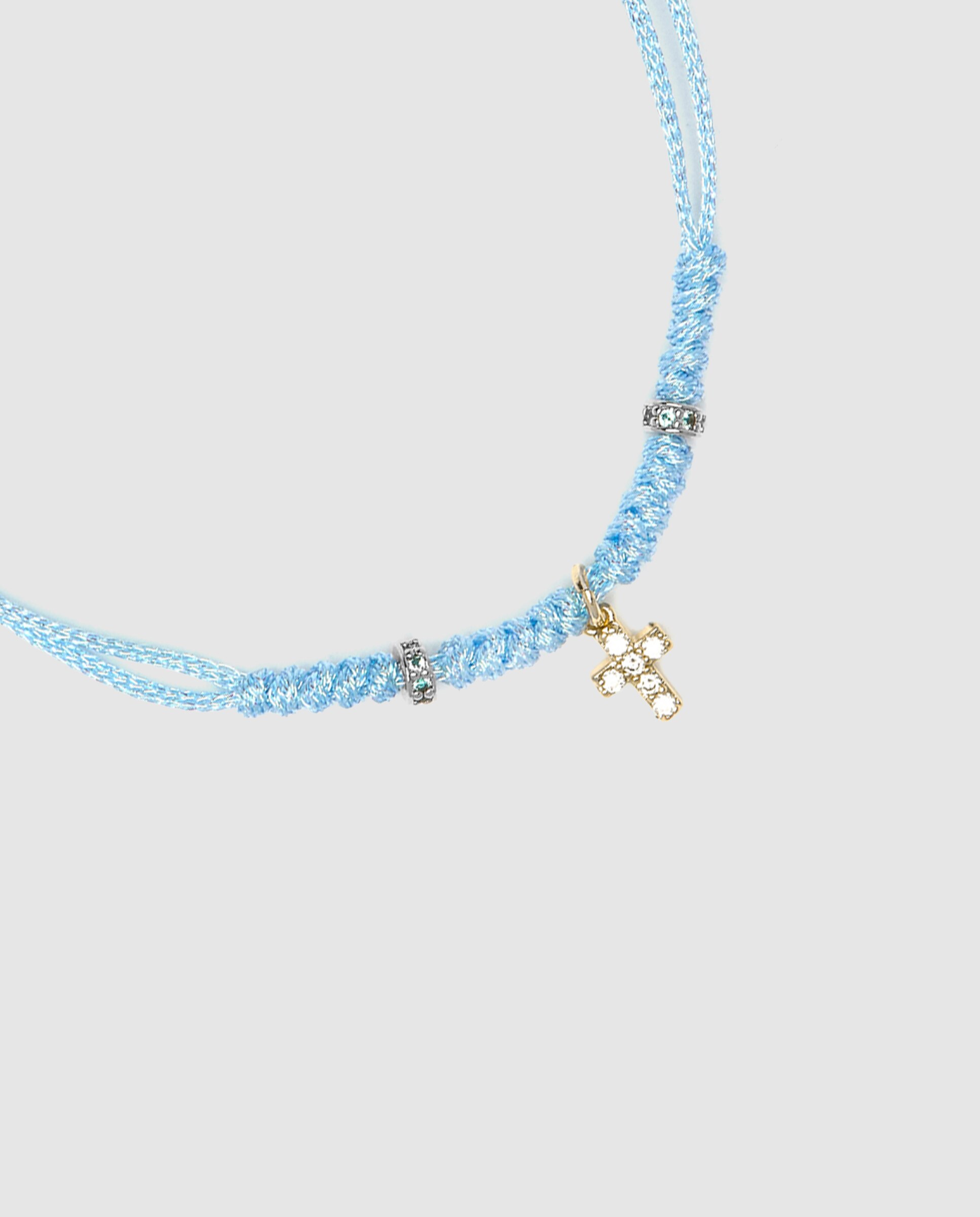 Pulseira de Cordão e Fio Pide Un Deseo de Prata de Lei 925 Acabada em Ouro Amarelo de 18 Quilates com Zirconita Multicolor Ouro-6