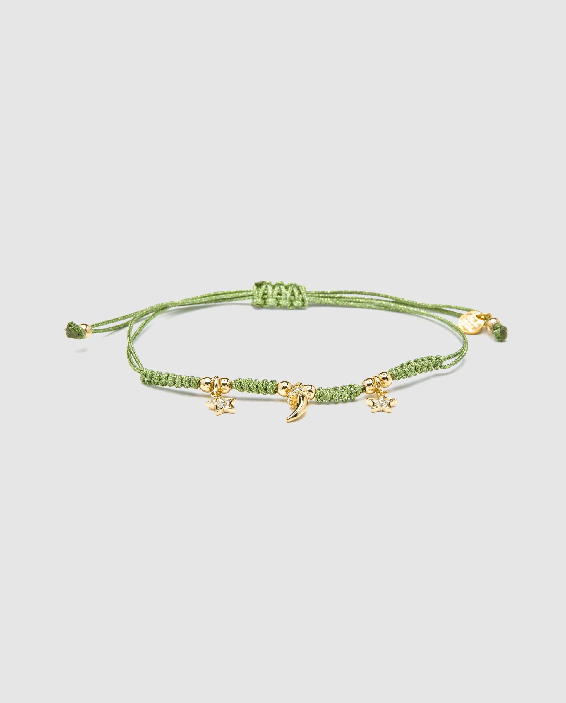 Pulseira de Cordão e Fio Pide Un Deseo de Prata de Lei 925 Acabada em Ouro Amarelo de 18 Quilates com Zirconita Multicolor Ouro-1