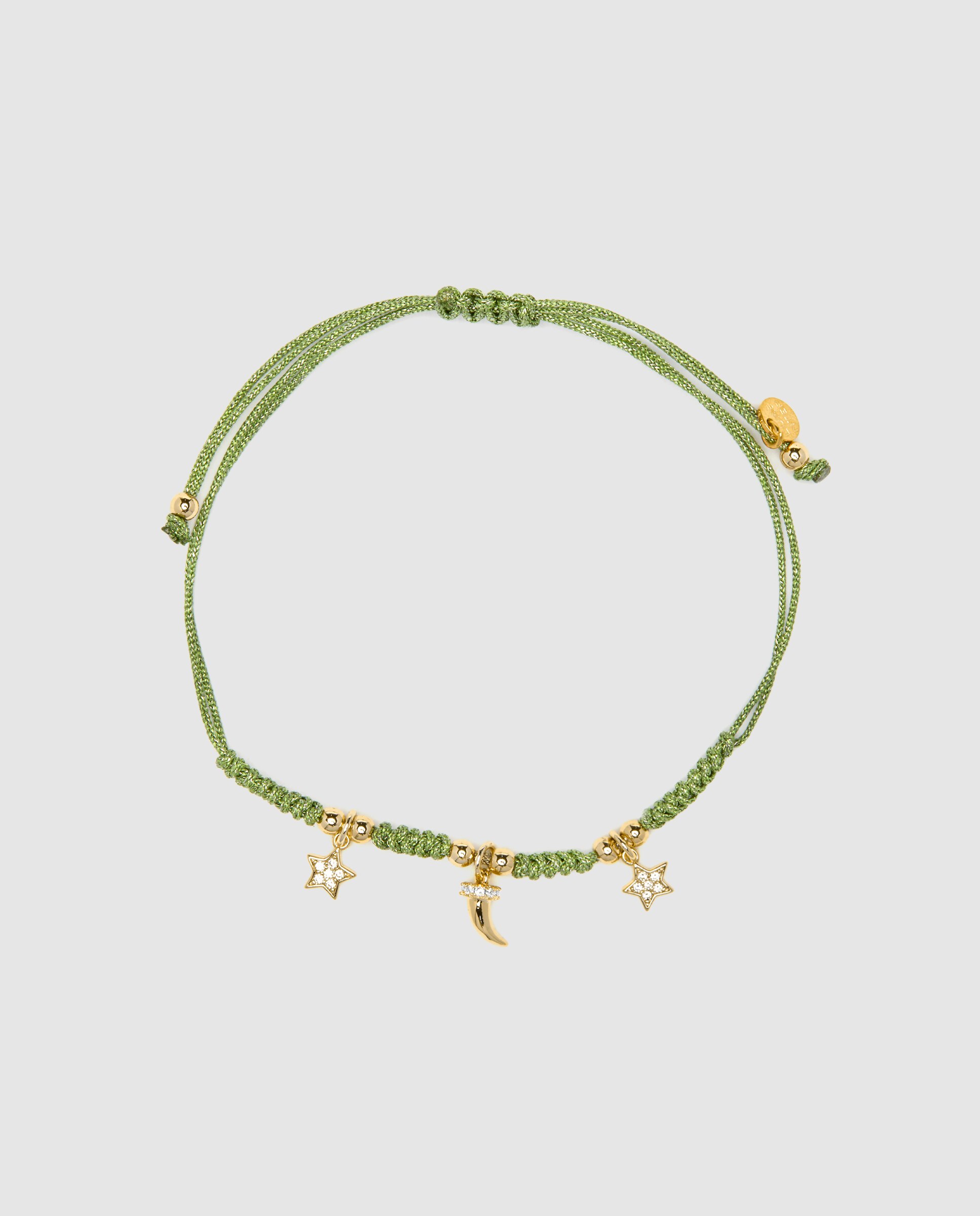 Pulseira de Cordão e Fio Pide Un Deseo de Prata de Lei 925 Acabada em Ouro Amarelo de 18 Quilates com Zirconita Multicolor Ouro-3