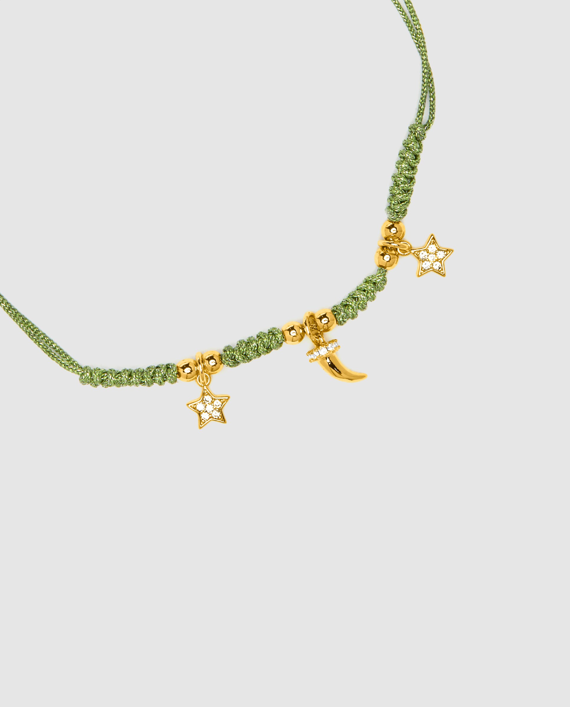Pulseira de Cordão e Fio Pide Un Deseo de Prata de Lei 925 Acabada em Ouro Amarelo de 18 Quilates com Zirconita Multicolor Ouro-5
