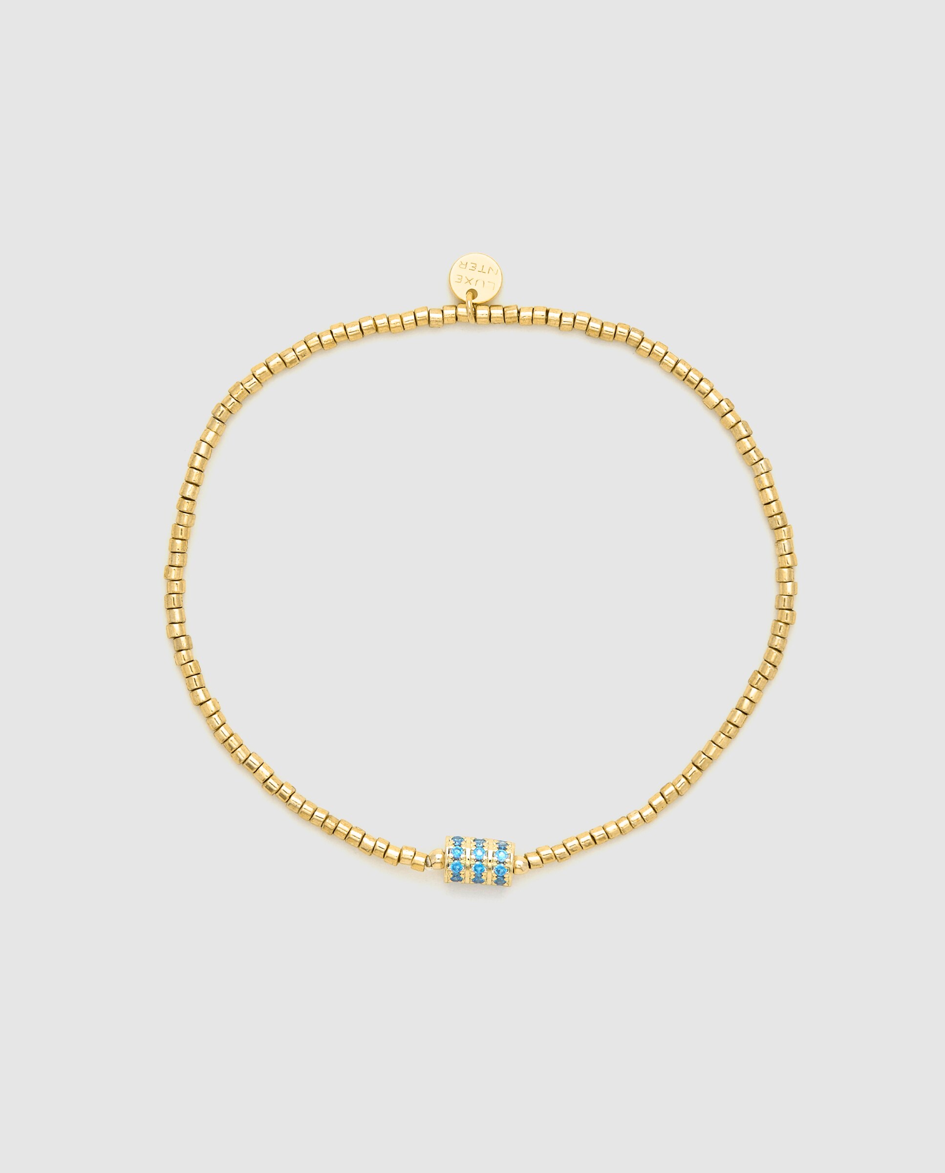 Pulseira Pide Un Deseo de Prata de Lei 925 Acabada em Ouro Amarelo de 18 Quilates com Zirconita em Azul Topázio Ouro-3