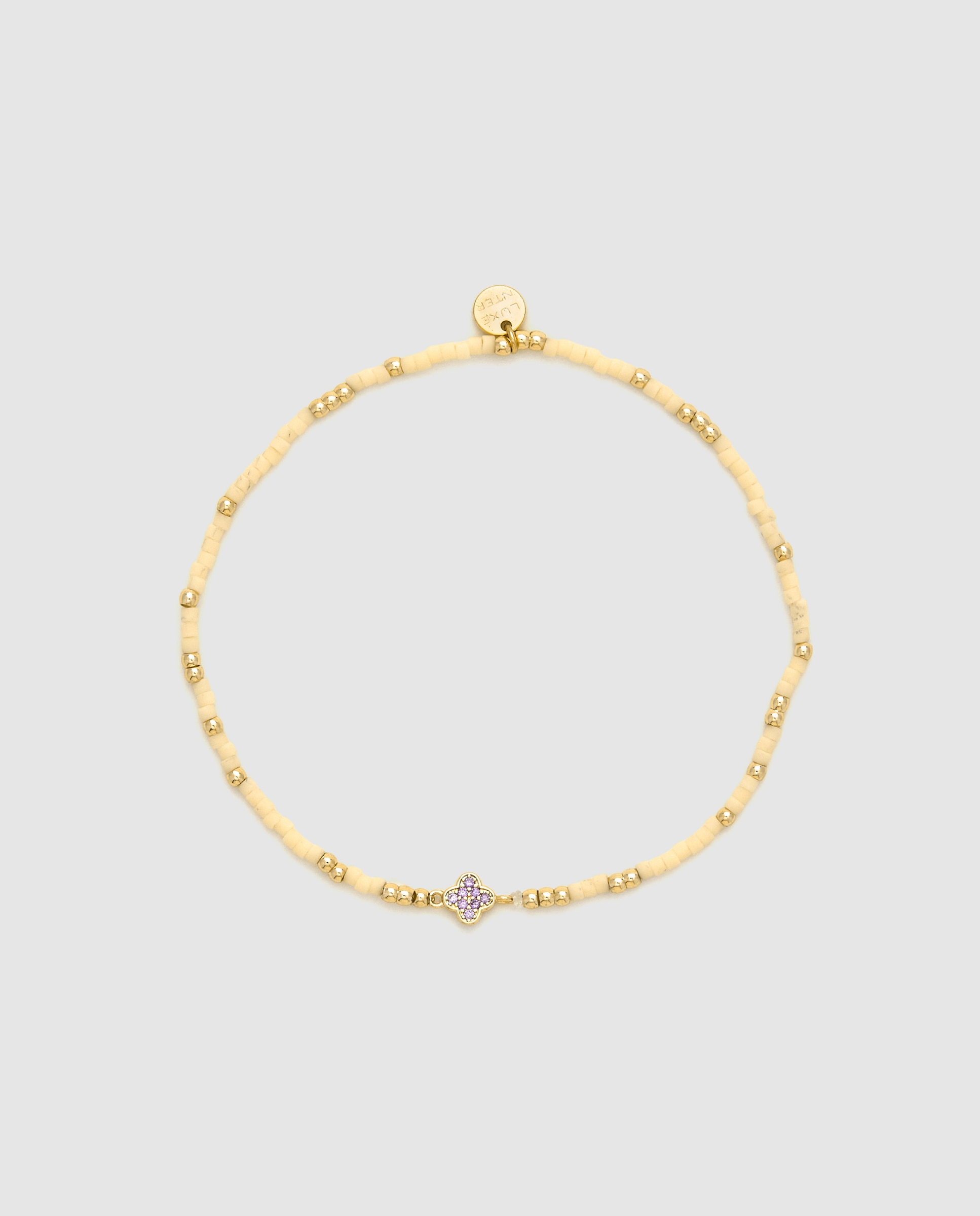 Pulseira de Corrente Pide Un Deseo de Prata de Lei 925 Acabada em Ouro Amarelo de 18 Quilates com Zirconita Ametista Amarelo-3