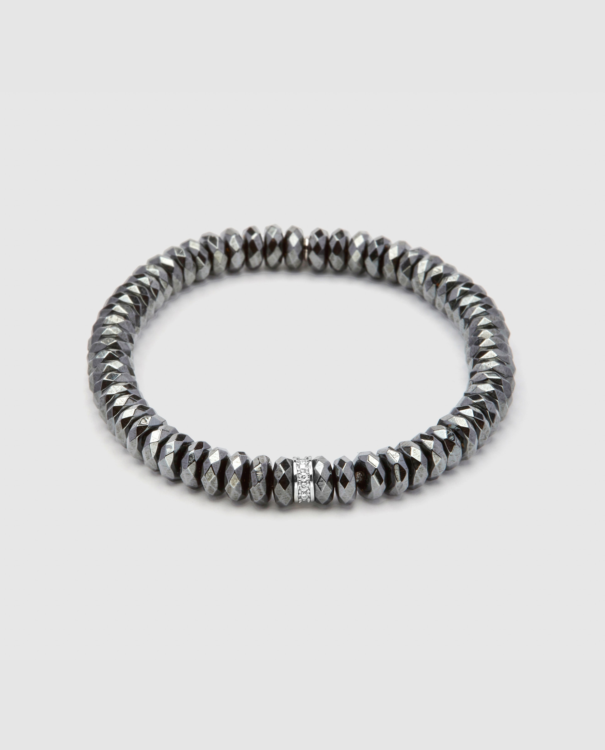 Pulseira de Corrente Trendy de Prata de Lei 925 com Acabamento em Ródio e Hematite Prata-1