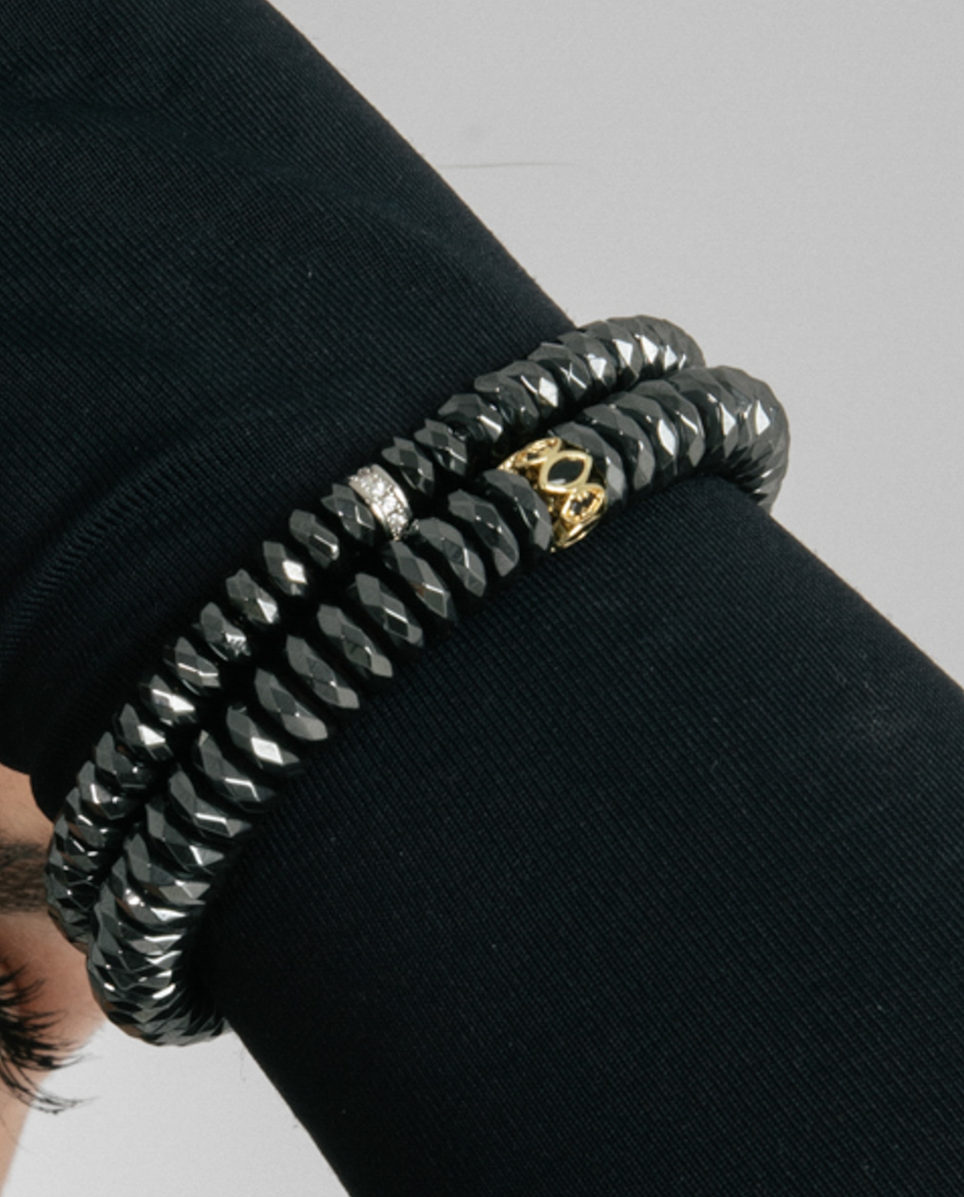 Pulseira de Corrente Trendy de Prata de Lei 925 com Acabamento em Ródio e Hematite Prata-4