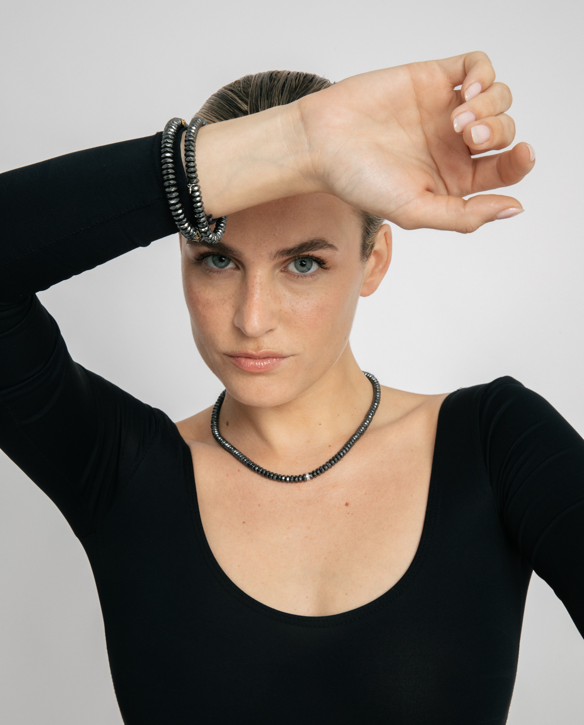 Pulseira de Corrente Trendy de Prata de Lei 925 com Acabamento em Ródio e Hematite Prata-5