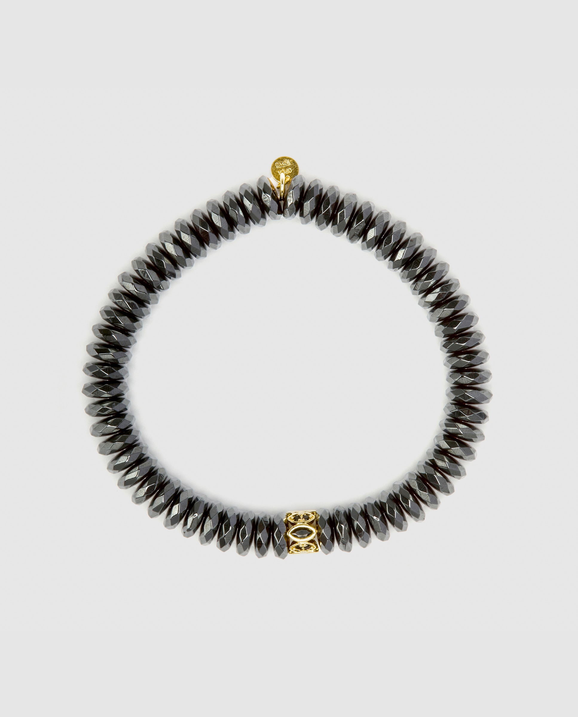 Pulseira de Corrente Trendy de Prata de Lei 925 Acabada em Ouro Amarelo de 18 Quilates com Hematite Prata-3