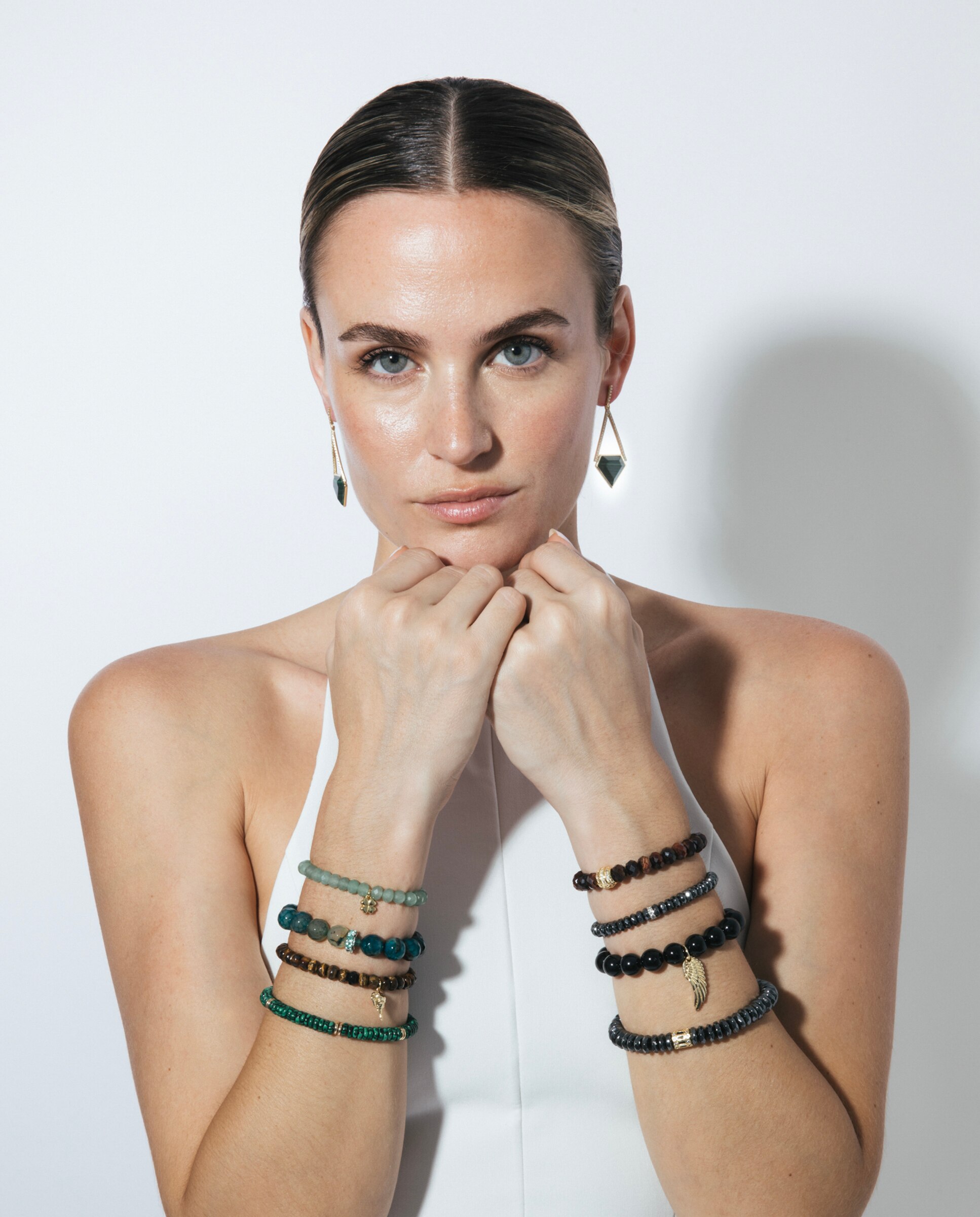Pulseira de Corrente Trendy de Prata de Lei 925 Acabada em Ouro Amarelo de 18 Quilates com Hematite Prata-5
