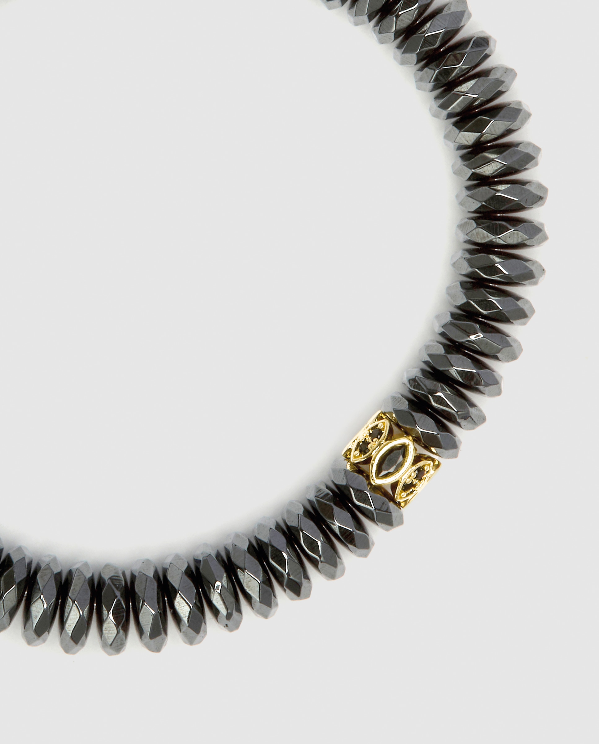 Pulseira de Corrente Trendy de Prata de Lei 925 Acabada em Ouro Amarelo de 18 Quilates com Hematite Prata-6