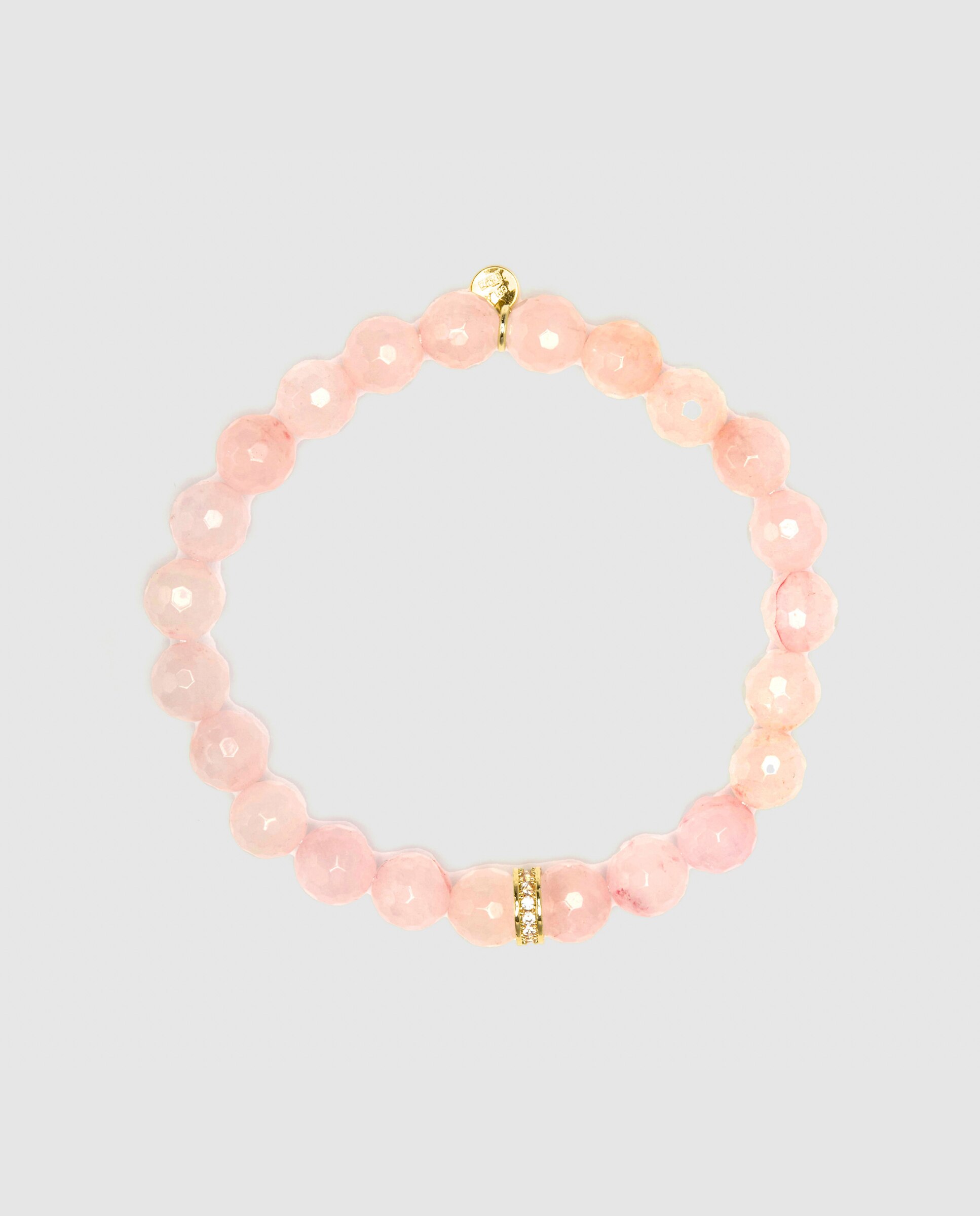 Pulseira de Corrente Trendy de Prata de Lei 925 Acabada em Ouro Amarelo de 18 Quilates com Quartzo Rosa Rosa-3