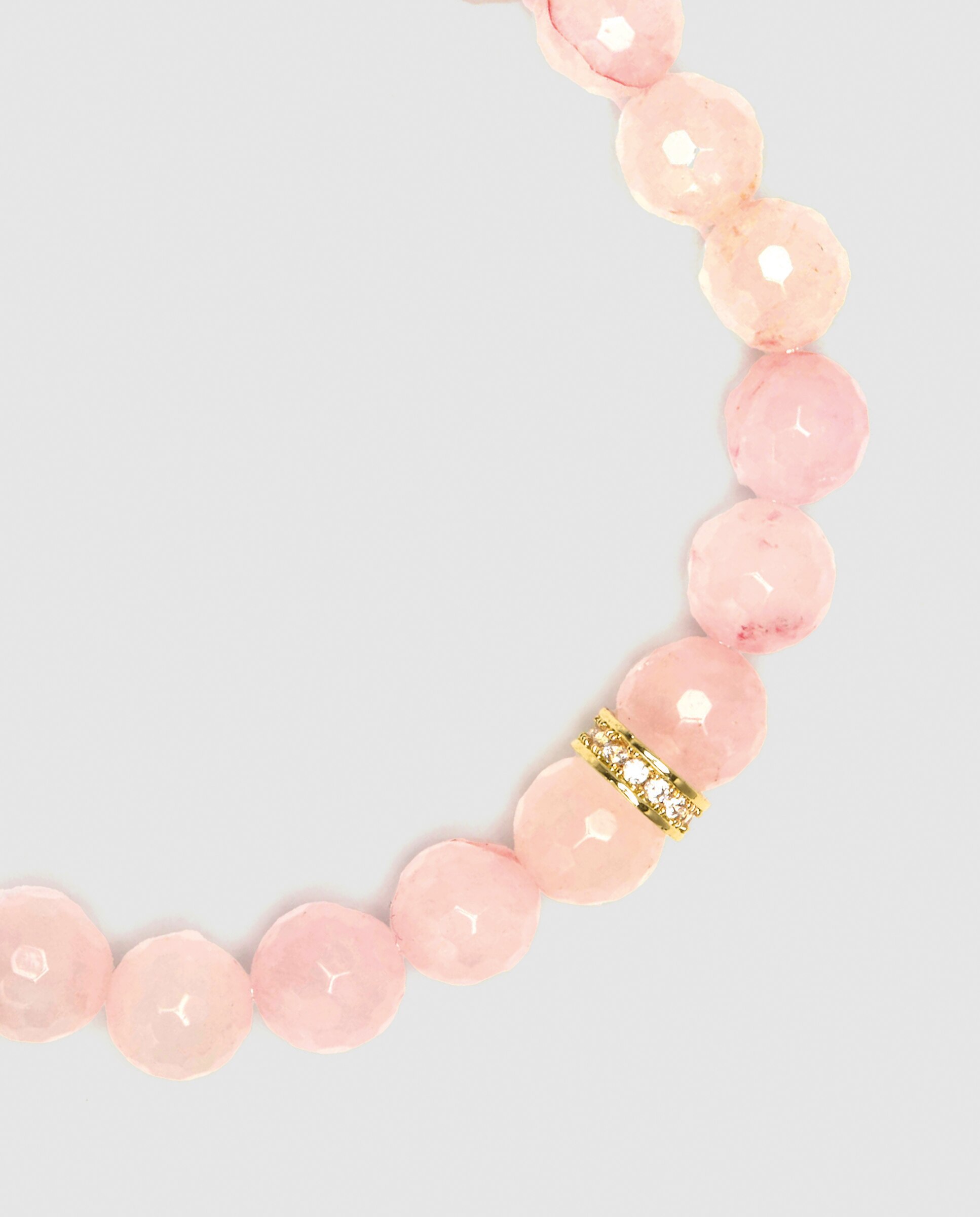 Pulseira de Corrente Trendy de Prata de Lei 925 Acabada em Ouro Amarelo de 18 Quilates com Quartzo Rosa Rosa-6