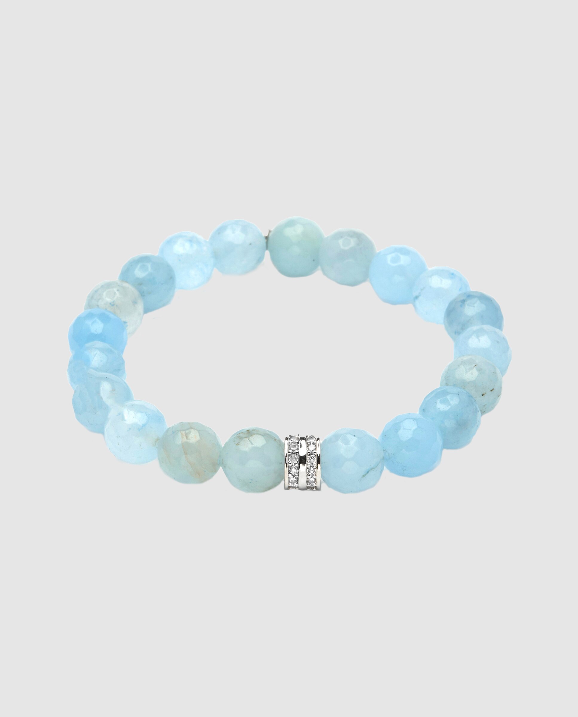 Pulseira de Corrente Trendy de Prata de Lei 925 Acabada em Ouro Amarelo de 18 Quilates com Jade Azul Verde-azulado-1