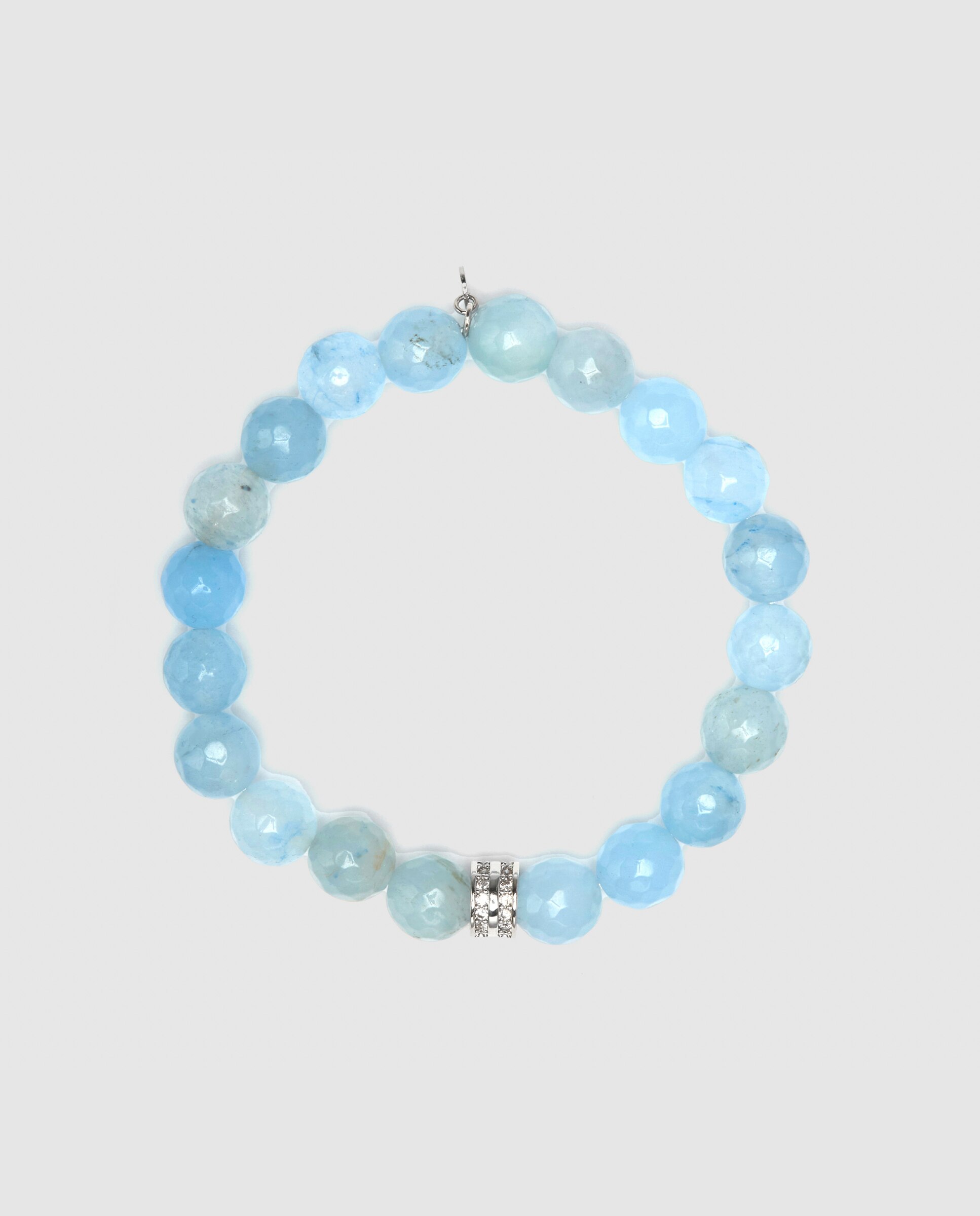 Pulseira de Corrente Trendy de Prata de Lei 925 Acabada em Ouro Amarelo de 18 Quilates com Jade Azul Verde-azulado-3