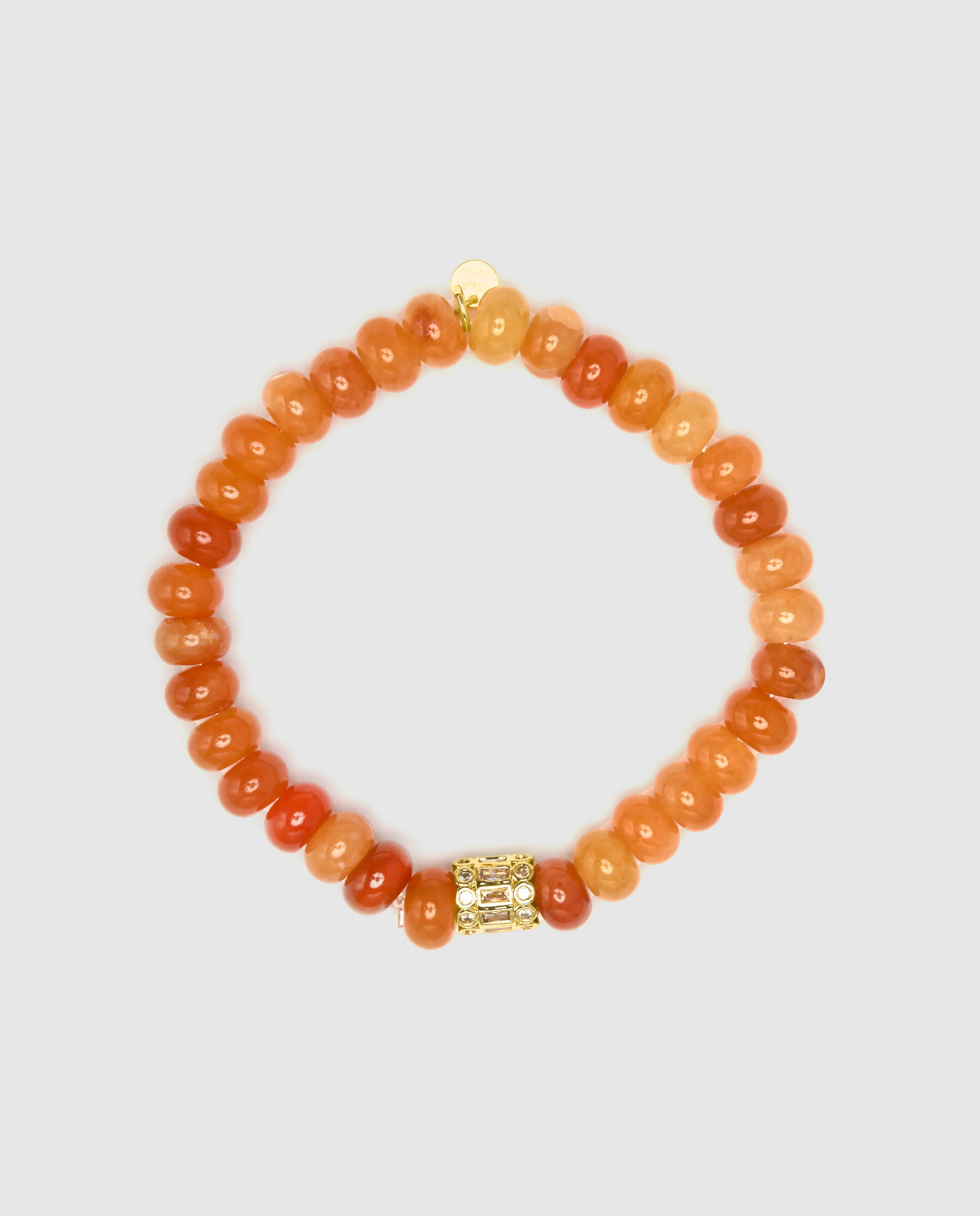 Pulseira de Corrente Trendy de Prata de Lei 925 Acabada em Ouro Amarelo de 18 Quilates com Aventurina Laranja Laranja-forte-3