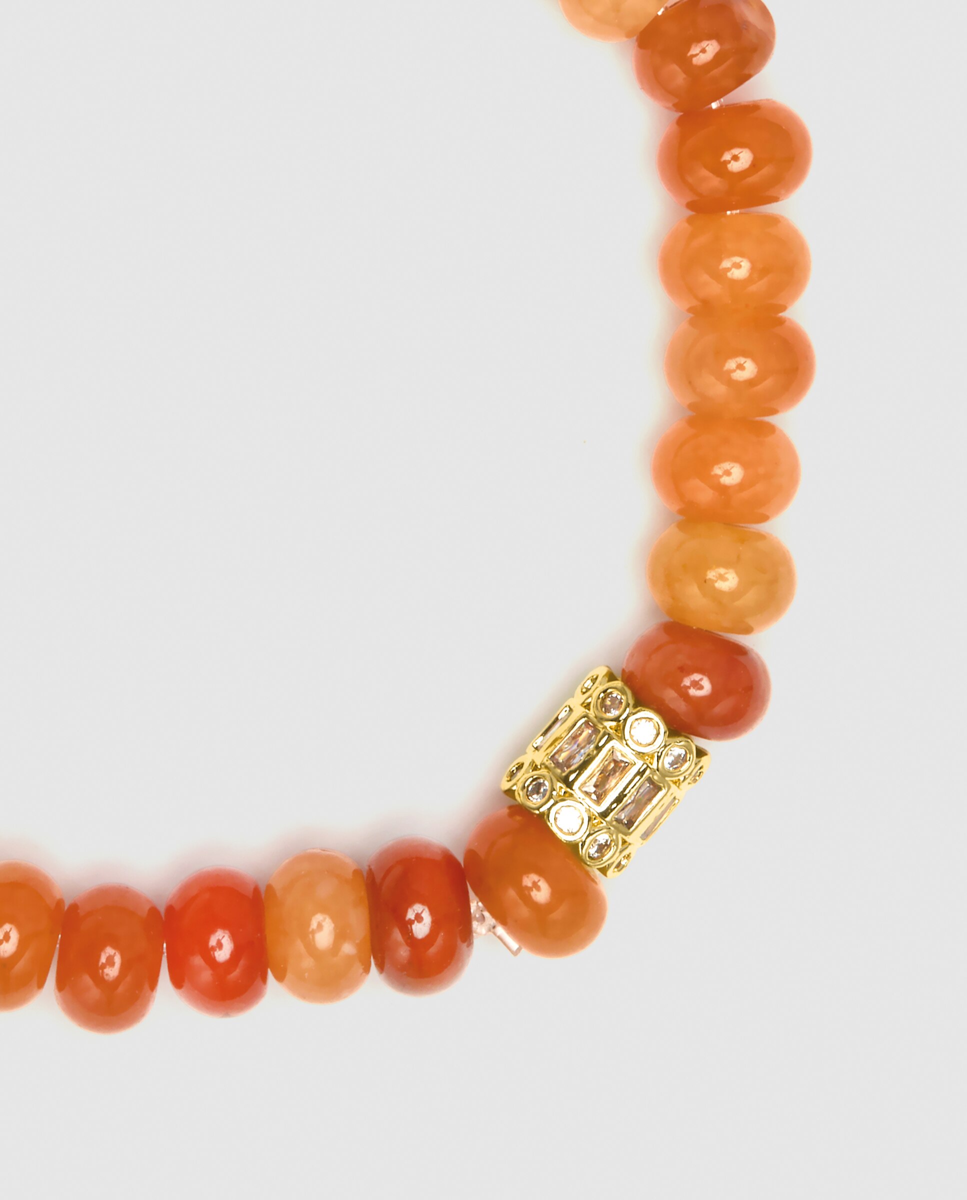 Pulseira de Corrente Trendy de Prata de Lei 925 Acabada em Ouro Amarelo de 18 Quilates com Aventurina Laranja Laranja-forte-6