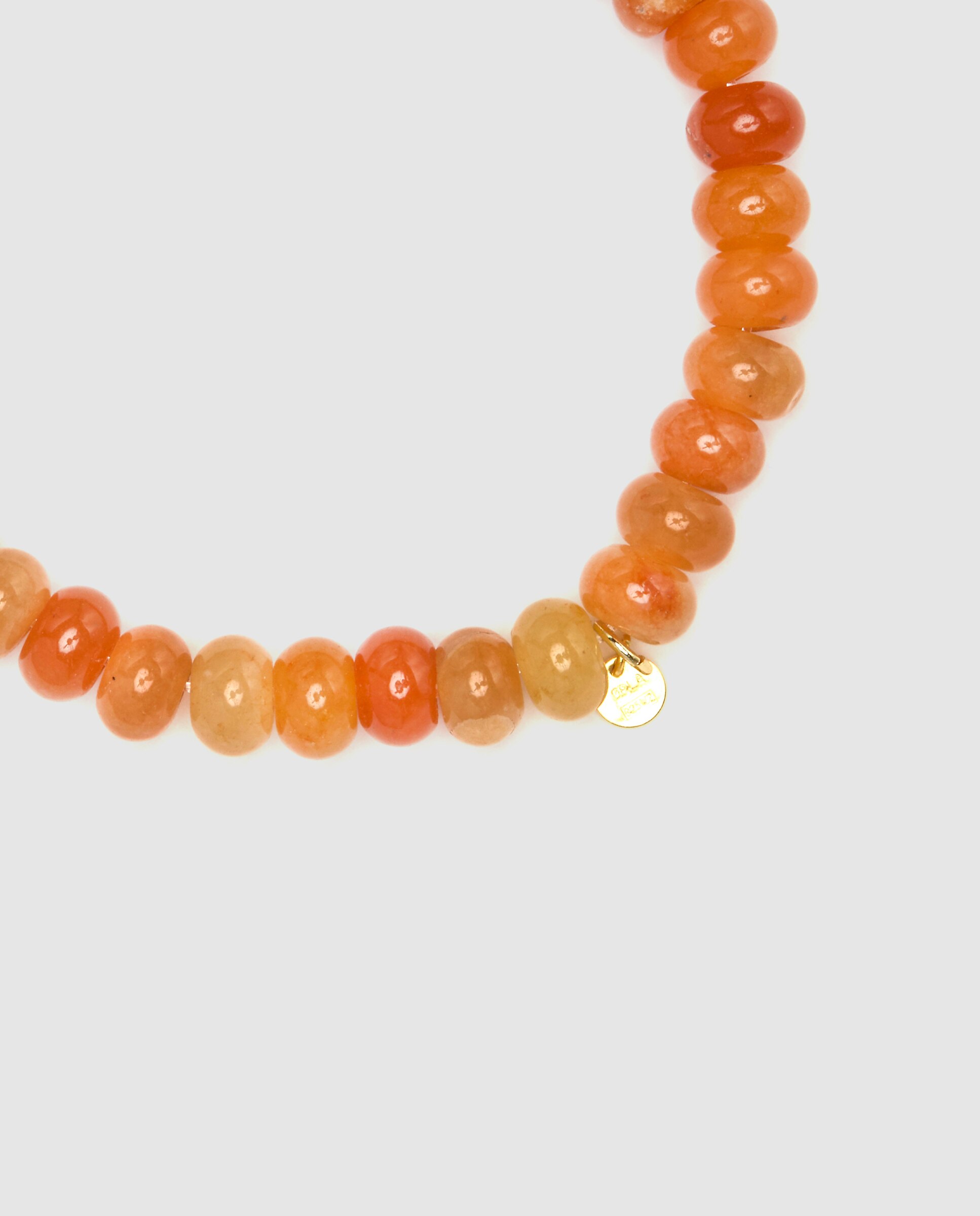 Pulseira de Corrente Trendy de Prata de Lei 925 Acabada em Ouro Amarelo de 18 Quilates com Aventurina Laranja Laranja-forte-7