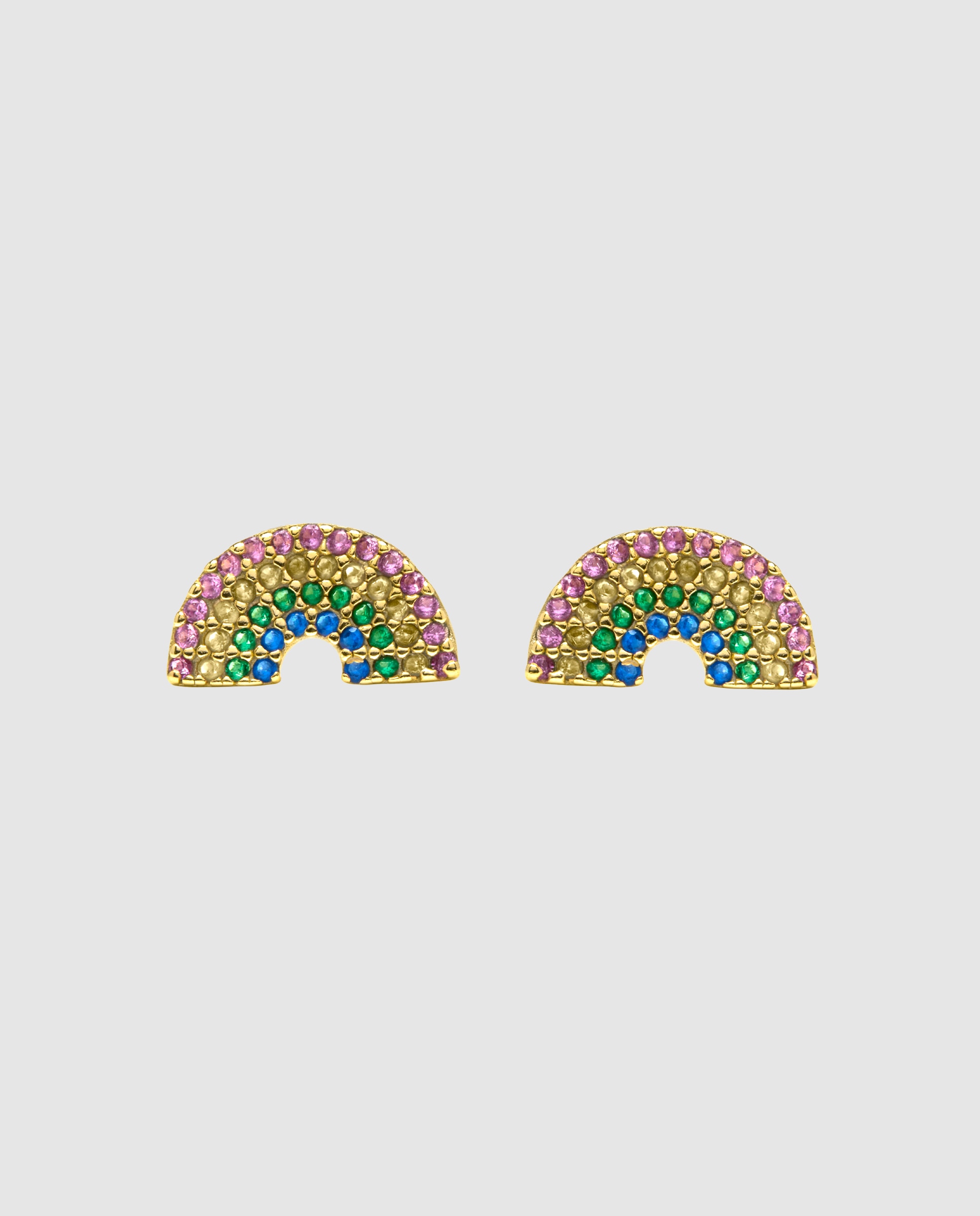 Brincos Pide Un Deseo de Prata de Lei 925 Acabados em Ouro Amarelo de 18 Quilates com Zirconita Multicolor Ouro-1