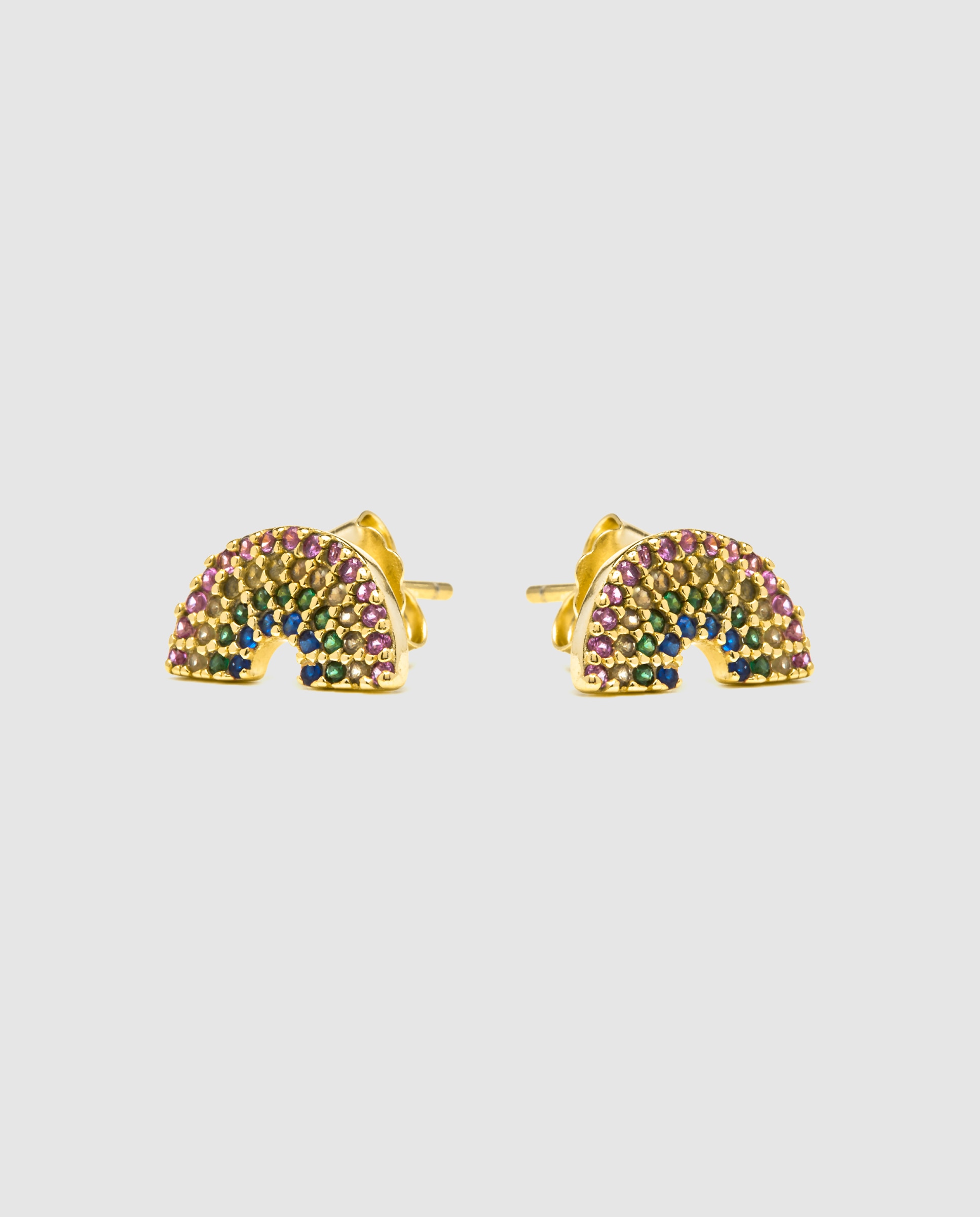 Brincos Pide Un Deseo de Prata de Lei 925 Acabados em Ouro Amarelo de 18 Quilates com Zirconita Multicolor Ouro-3