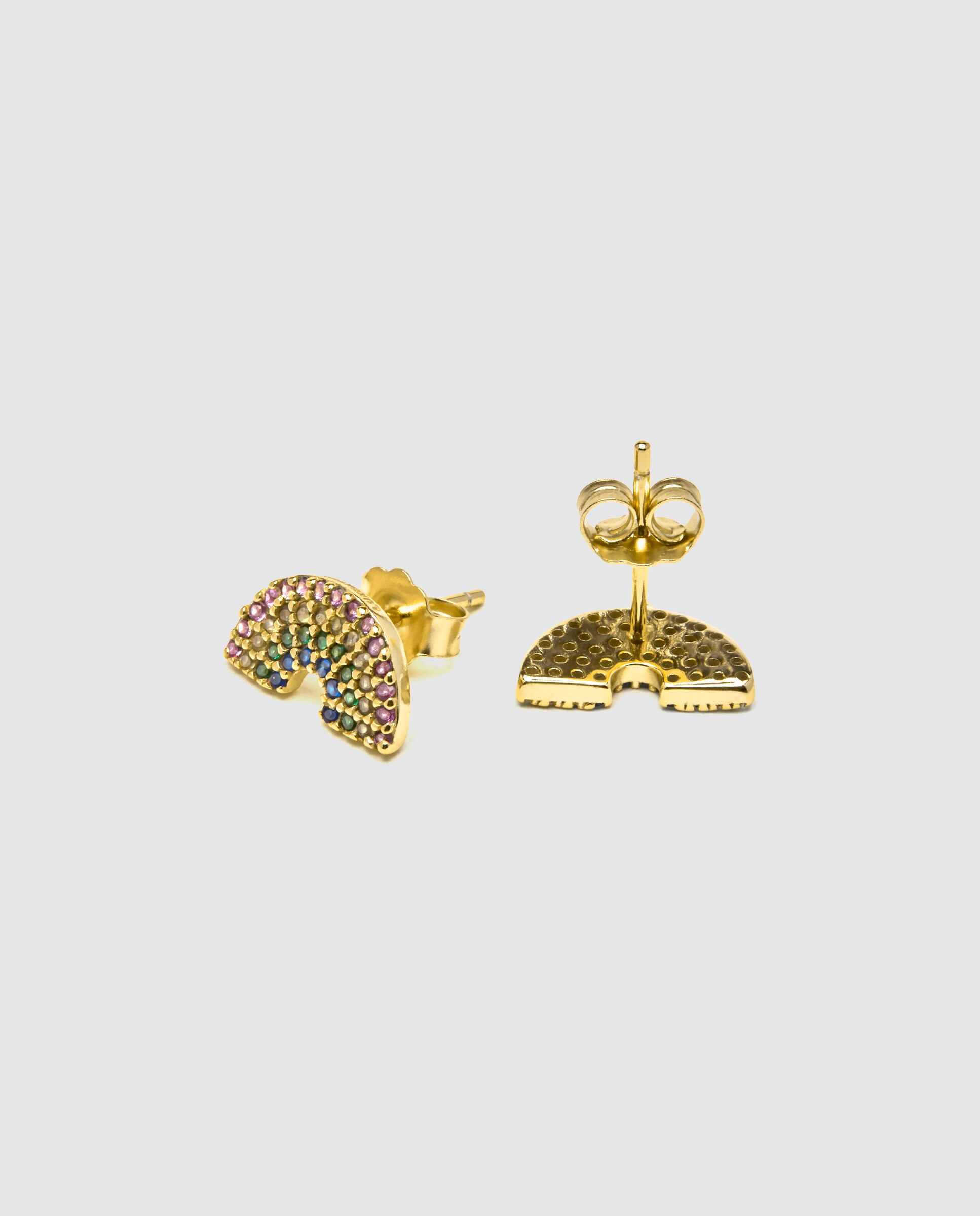 Brincos Pide Un Deseo de Prata de Lei 925 Acabados em Ouro Amarelo de 18 Quilates com Zirconita Multicolor Ouro-6