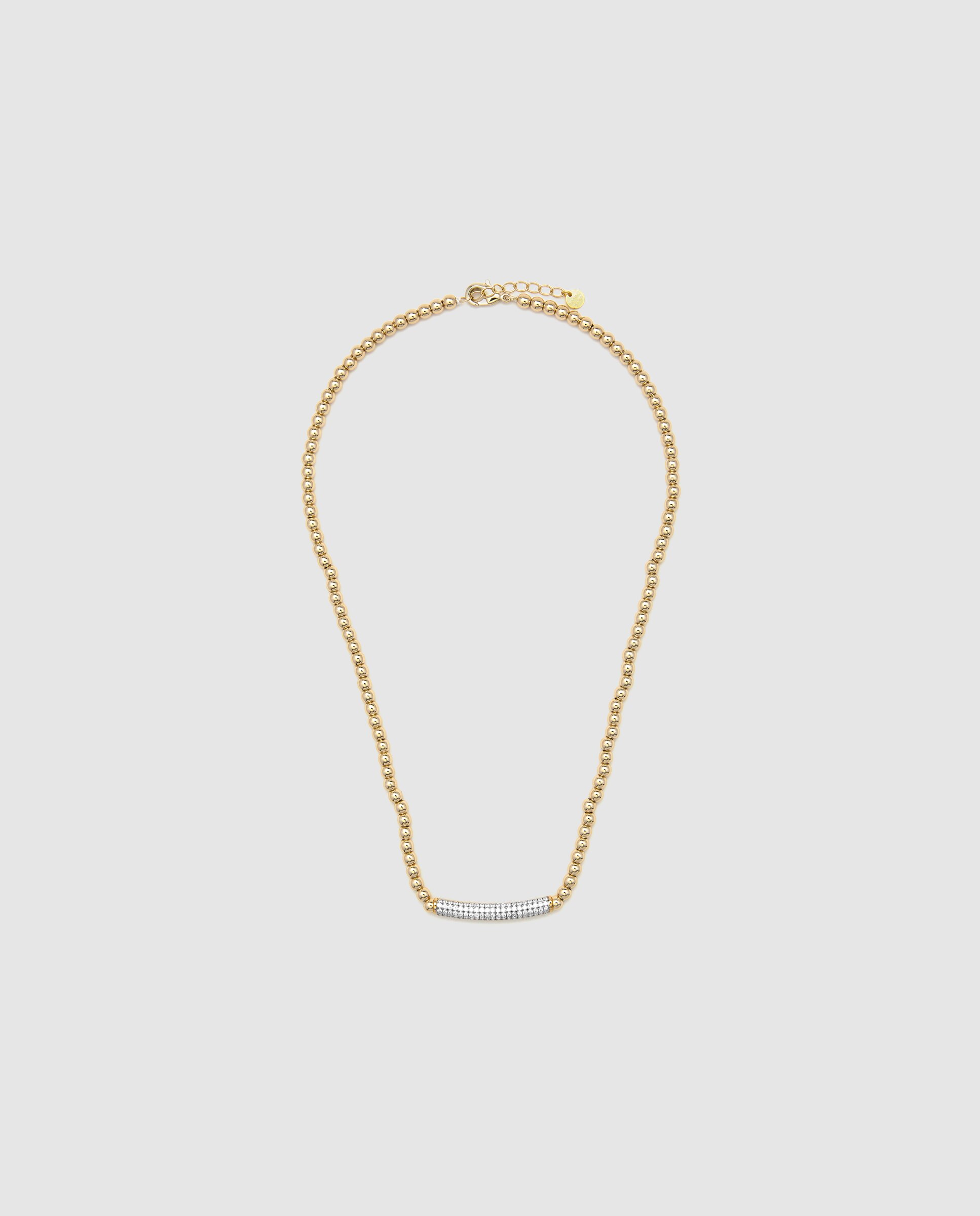Colar Momentos para Brilhar de Prata de Lei 925 com Acabamento em Ouro Amarelo de 18 Quilates e Zirconita Brilhante Ouro / Prata-3