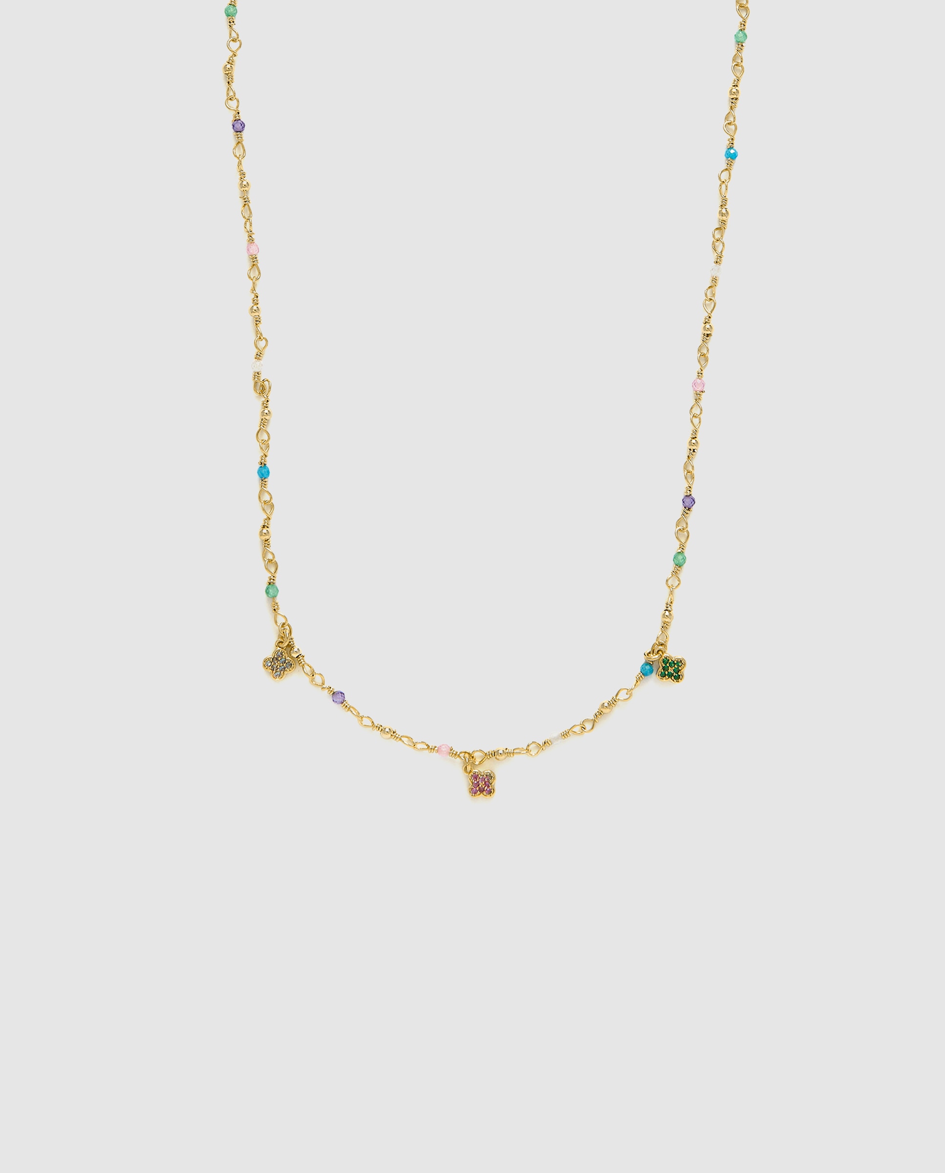 Colar Pide Un Deseo de Prata de Lei 925 com Acabamento em Ouro Amarelo de 18 Quilates com Zirconita Multicolor Ouro-1