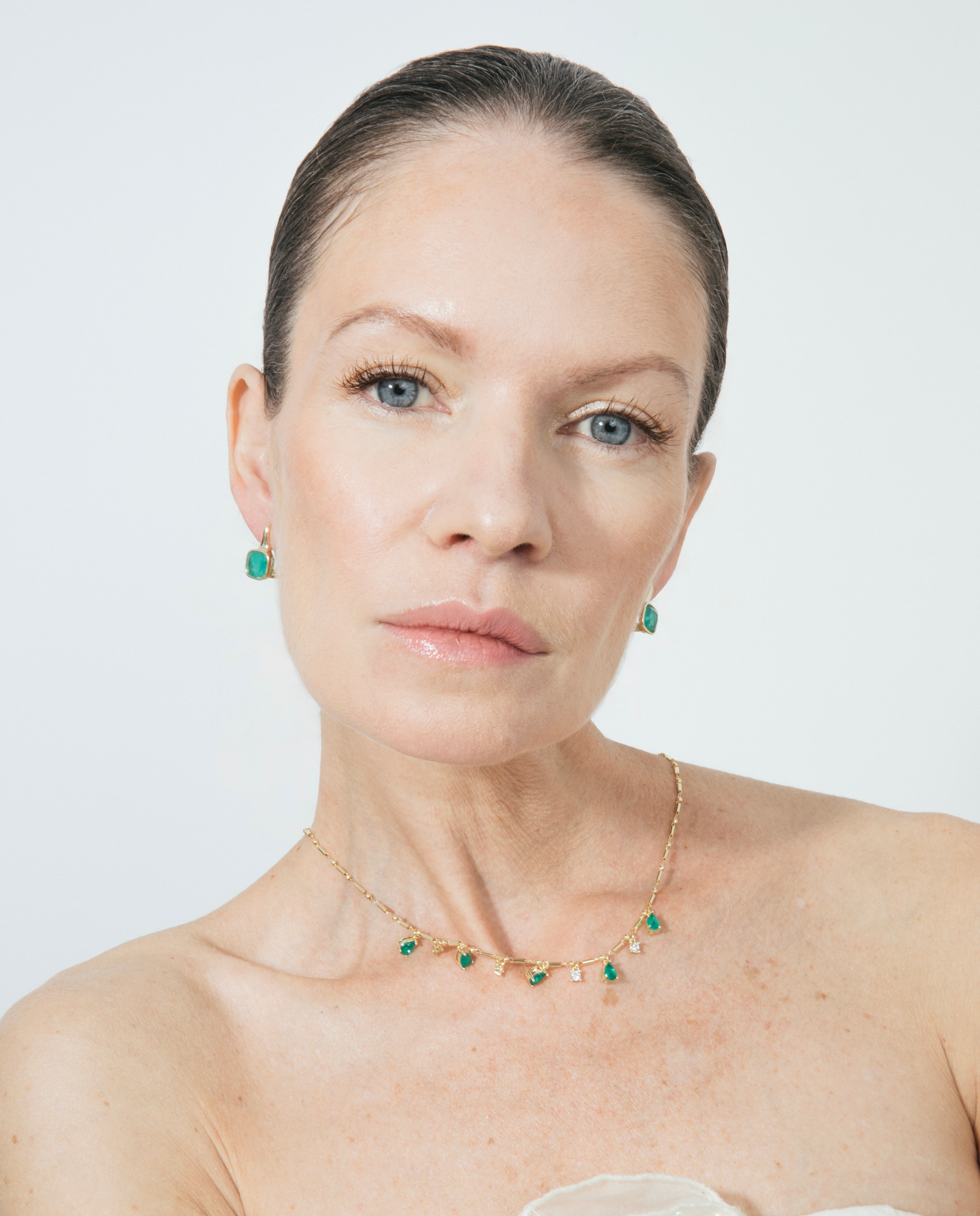 Corrente com Pendentes Atelier de Prata de Lei 925 com Acabamento em Ouro Amarelo de 18 Quilates com Quartzo Hidrotermal Verde Paraíba Verde-2