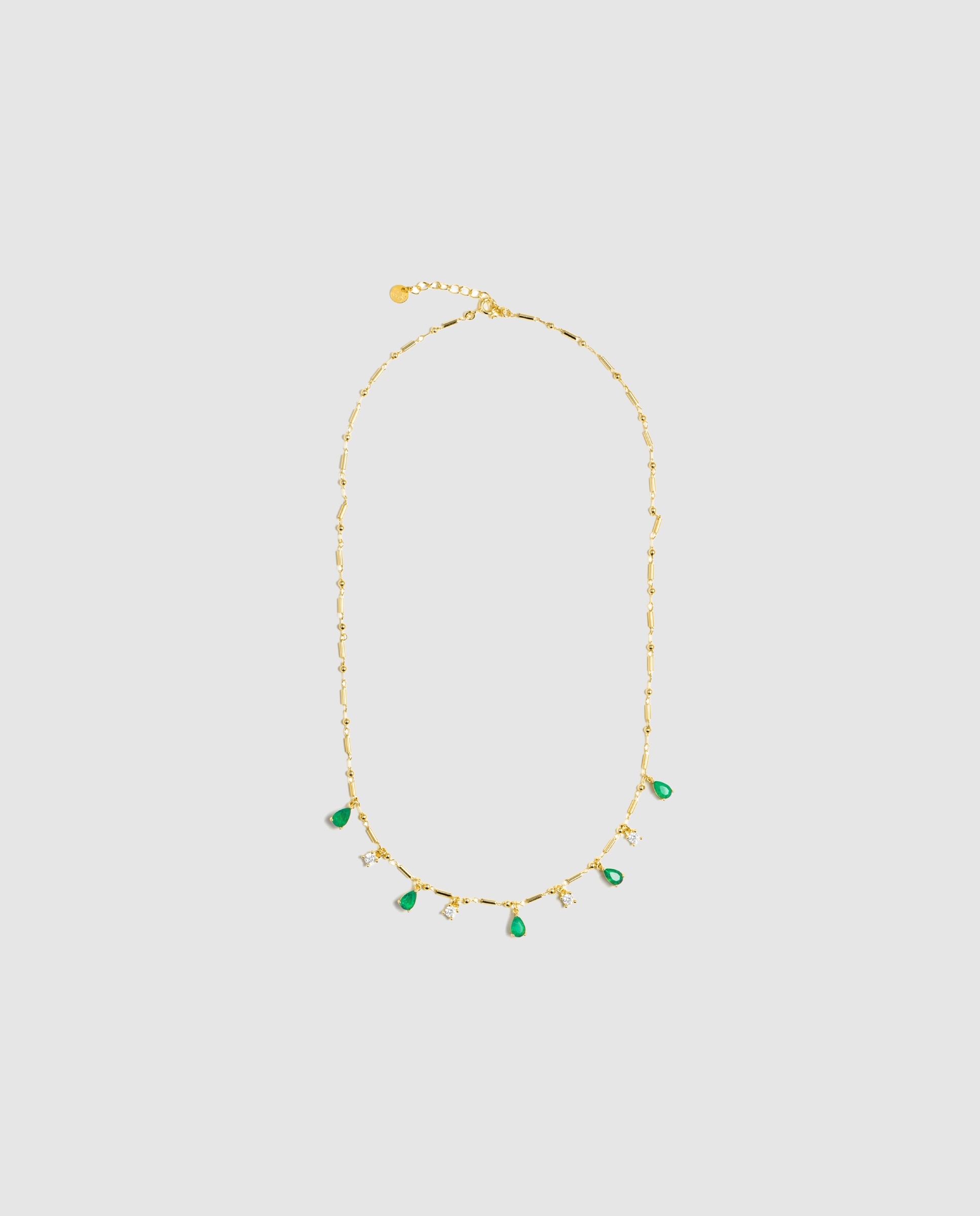 Corrente com Pendentes Atelier de Prata de Lei 925 com Acabamento em Ouro Amarelo de 18 Quilates com Quartzo Hidrotermal Verde Paraíba Verde-3