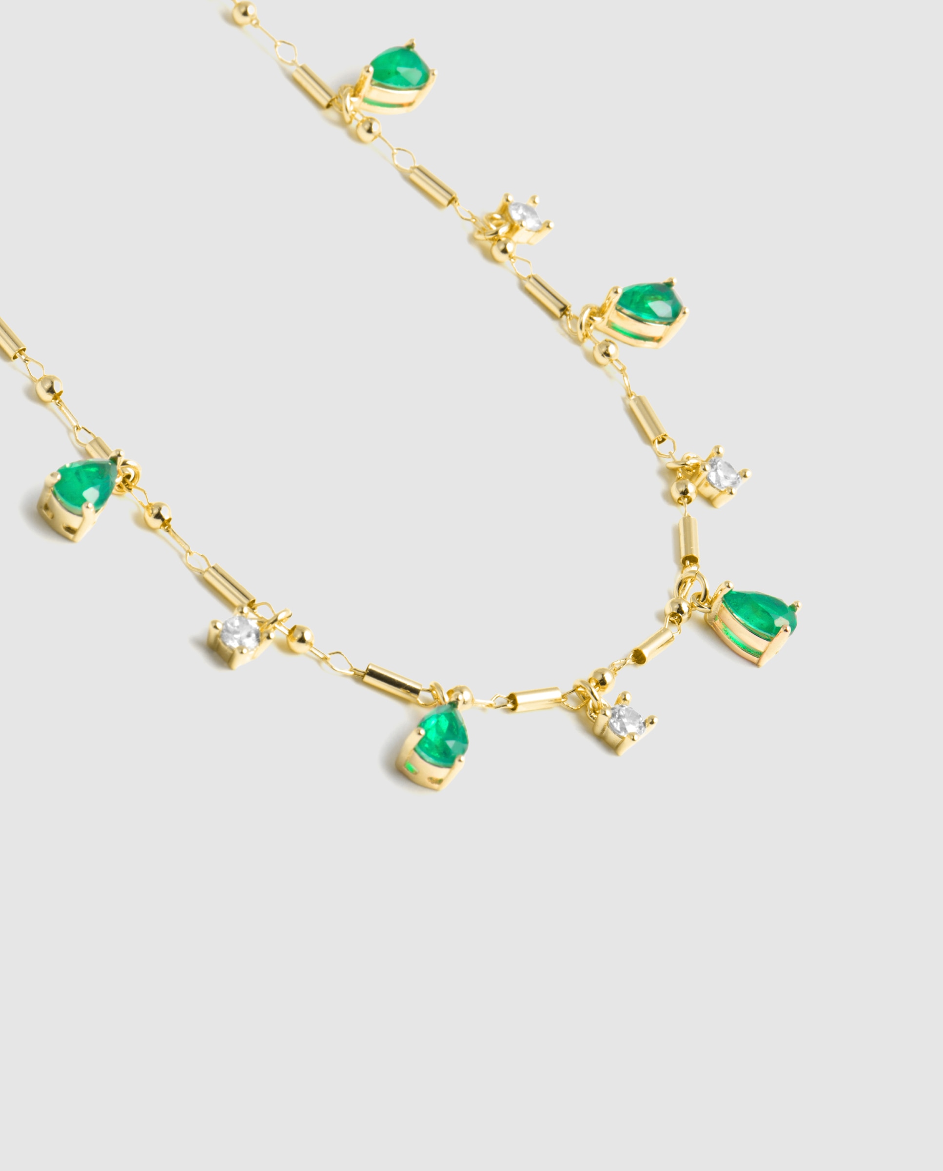 Corrente com Pendentes Atelier de Prata de Lei 925 com Acabamento em Ouro Amarelo de 18 Quilates com Quartzo Hidrotermal Verde Paraíba Verde-6