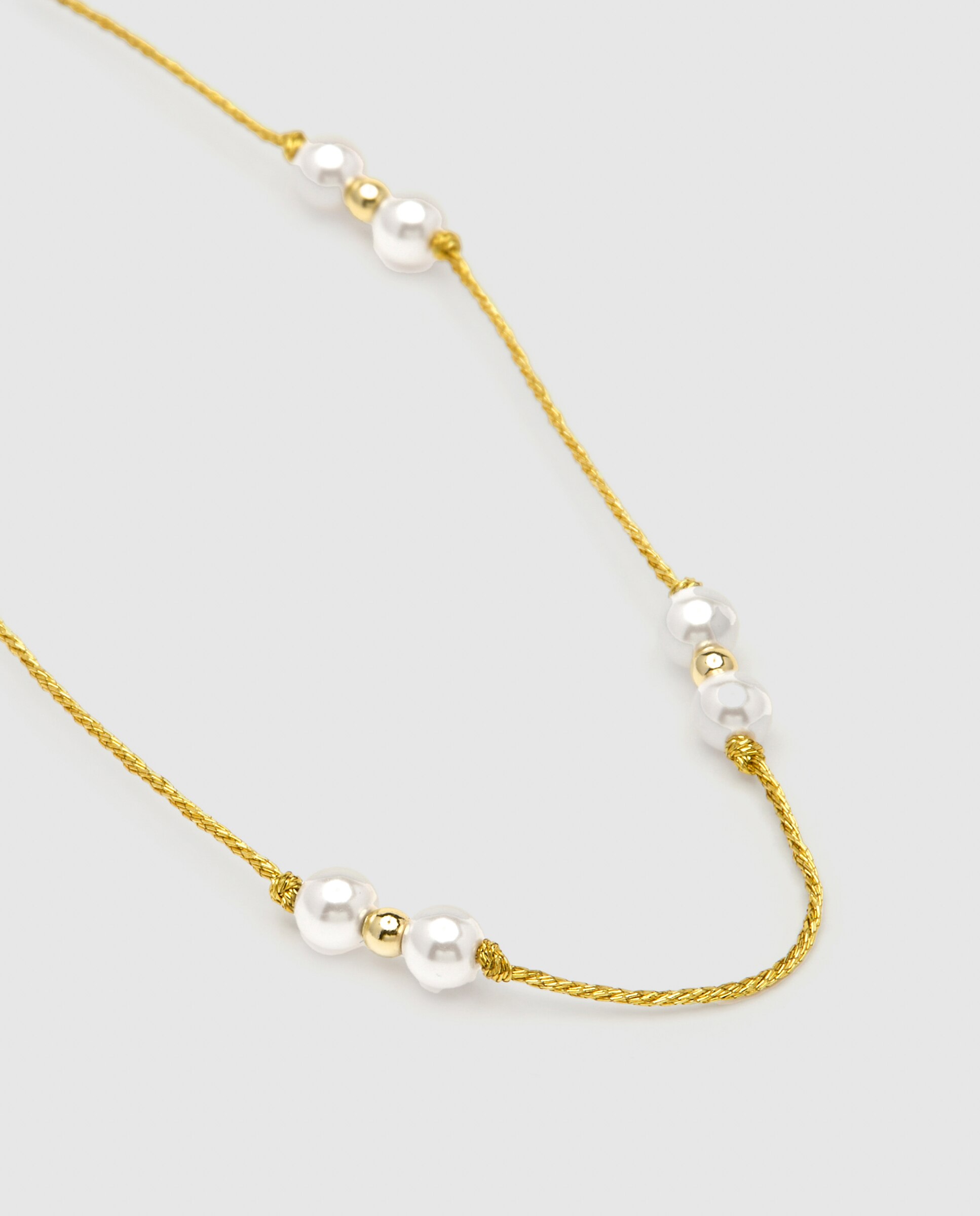 Colar Pide Un Deseo de Prata de Lei 925 com Acabamento em Ouro Amarelo de 18 Quilates e Pérola Branca Branco-5