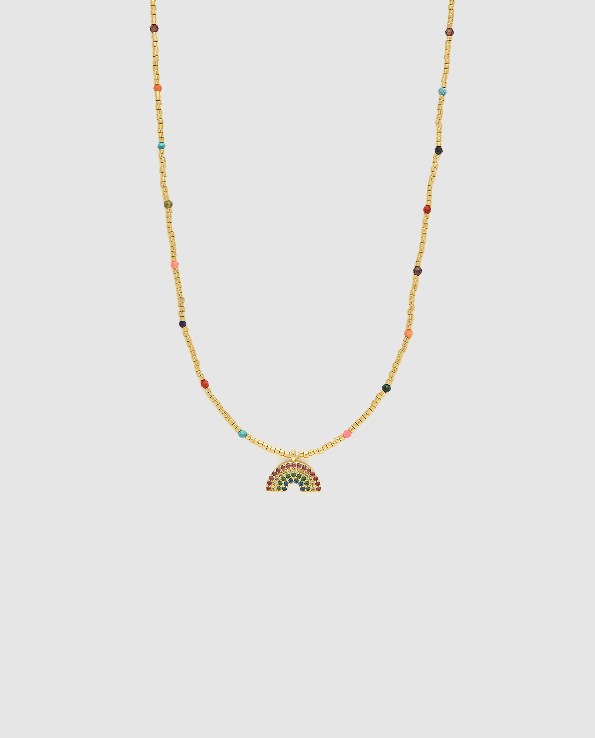 Corrente com Pendentes Pide Un Deseo de Prata de Lei 925 com Acabamento em Ouro Amarelo de 18 Quilates e Zircónios Multicolor Ouro-1