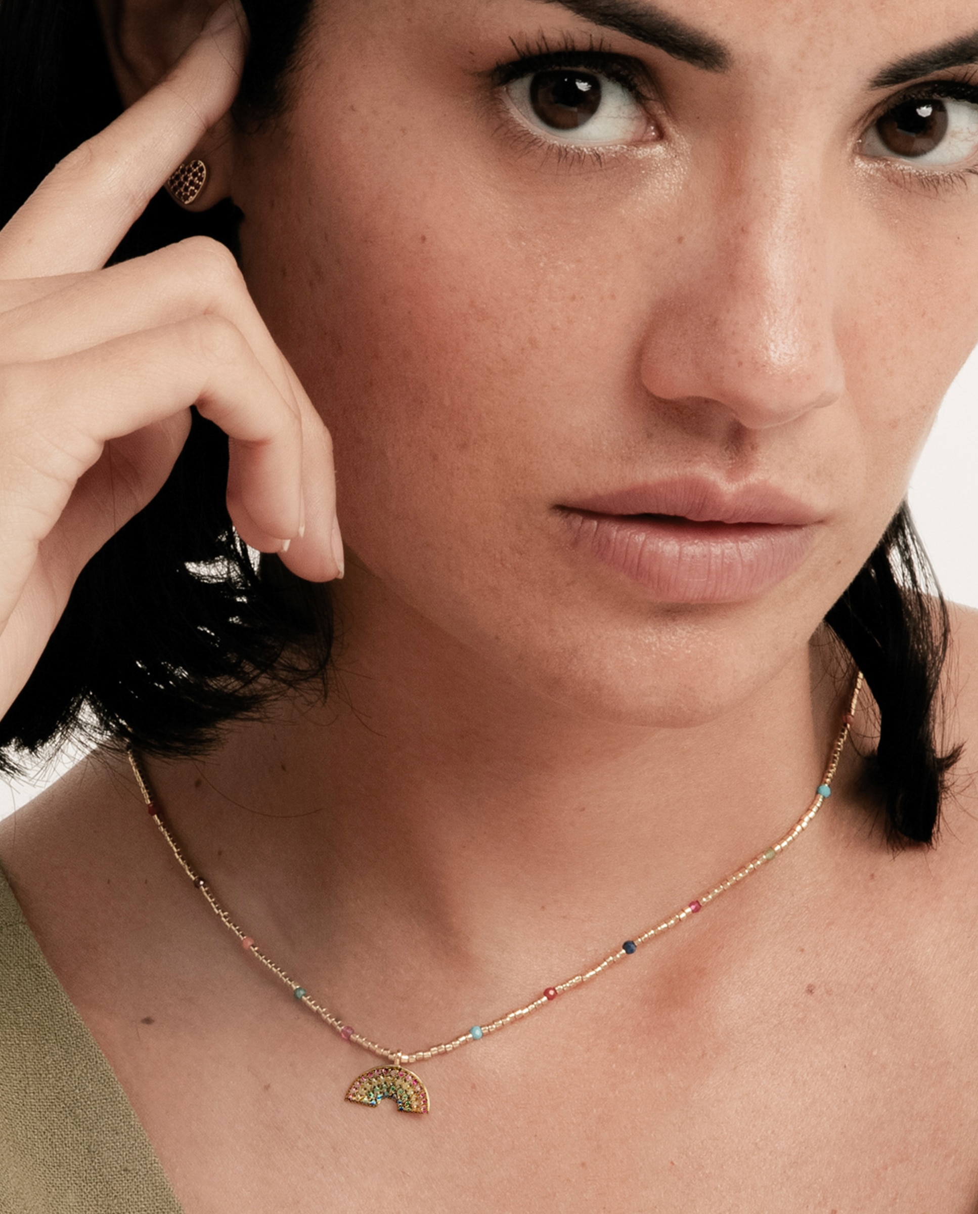 Corrente com Pendentes Pide Un Deseo de Prata de Lei 925 com Acabamento em Ouro Amarelo de 18 Quilates e Zircónios Multicolor Ouro-4