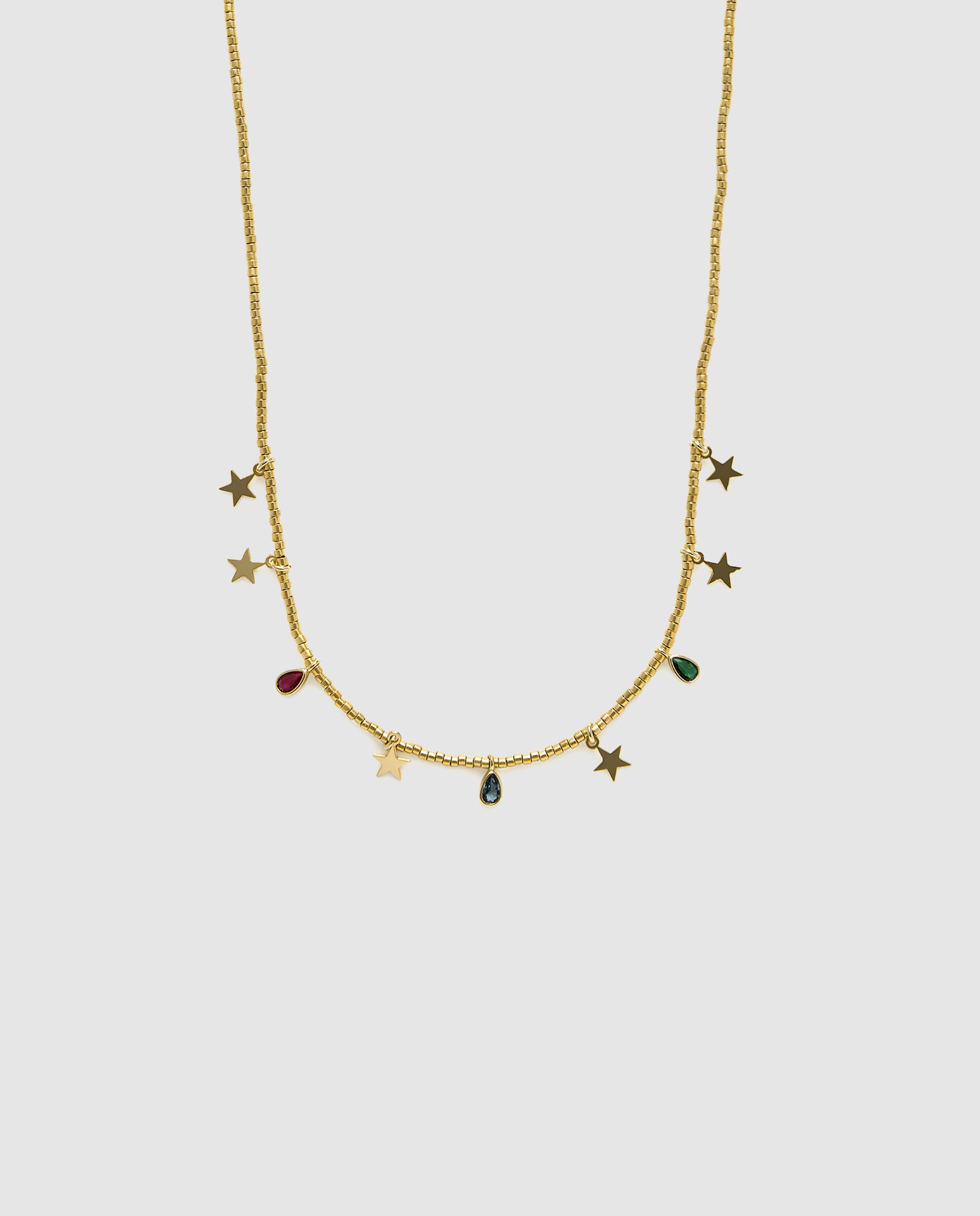 Colar Pide Un Deseo de Prata de Lei 925 com Acabamento em Ouro Amarelo de 18 Quilates com Zirconita Multicolor Ouro-1