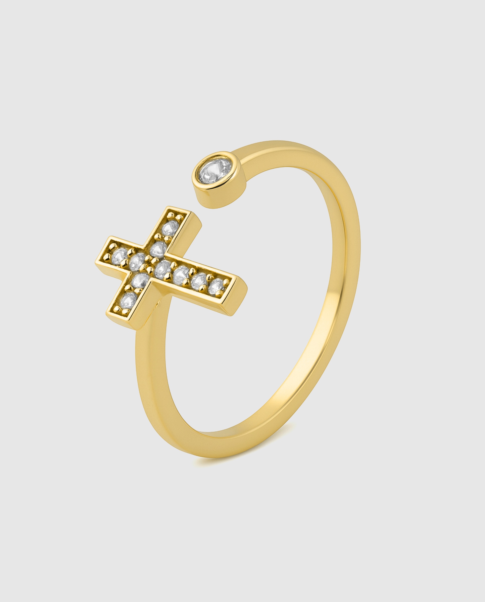 Anel Pide Un Deseo de Prata de Lei 925 com Acabamento em Ouro Amarelo de 18 Quilates e Zirconita Brilhante Amarelo-1