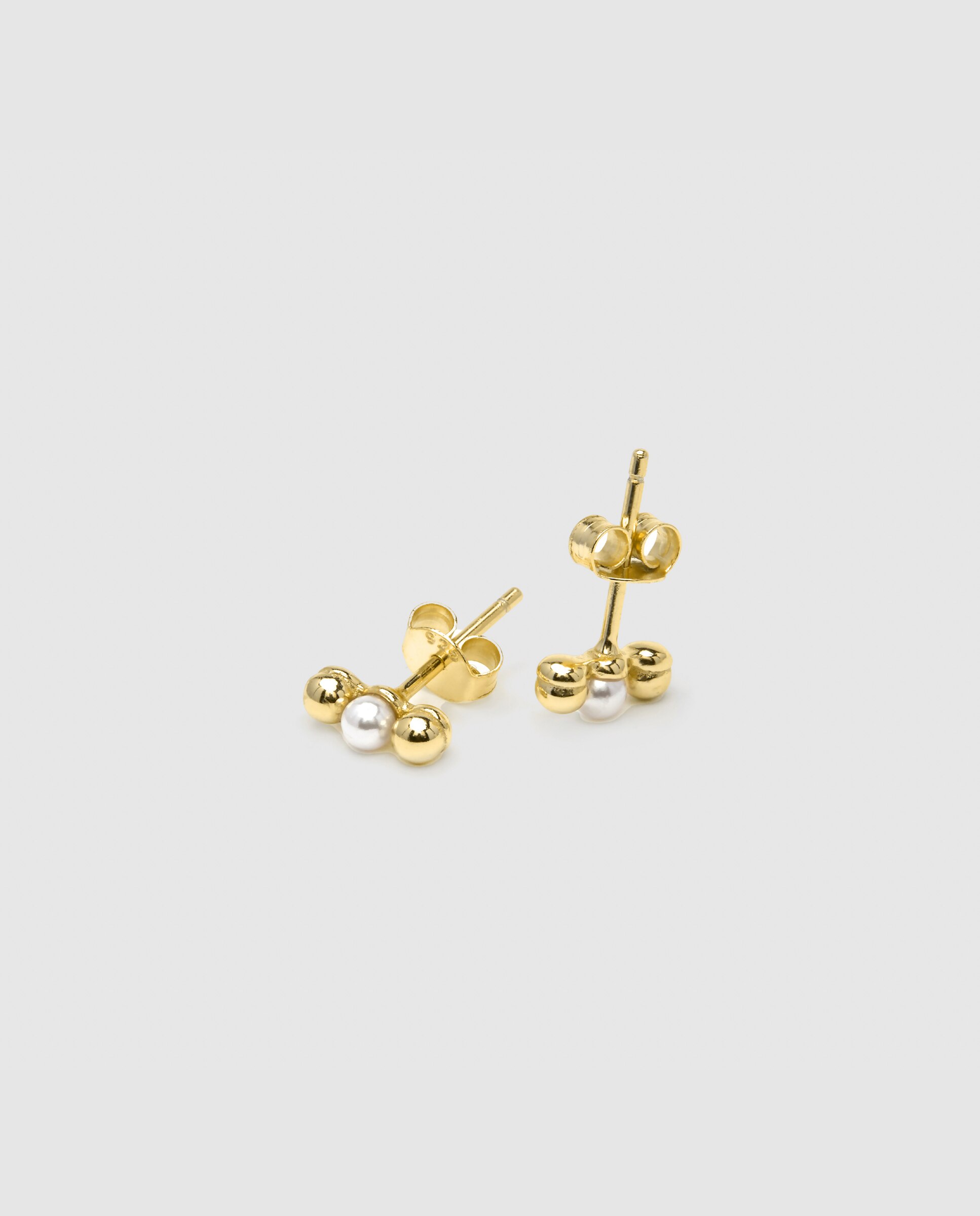 Brincos Trepadores Pide Un Deseo de Prata de Lei 925 Acabados em Ouro Amarelo de 18 Quilates com Pérola Branca Ouro / Prata-4