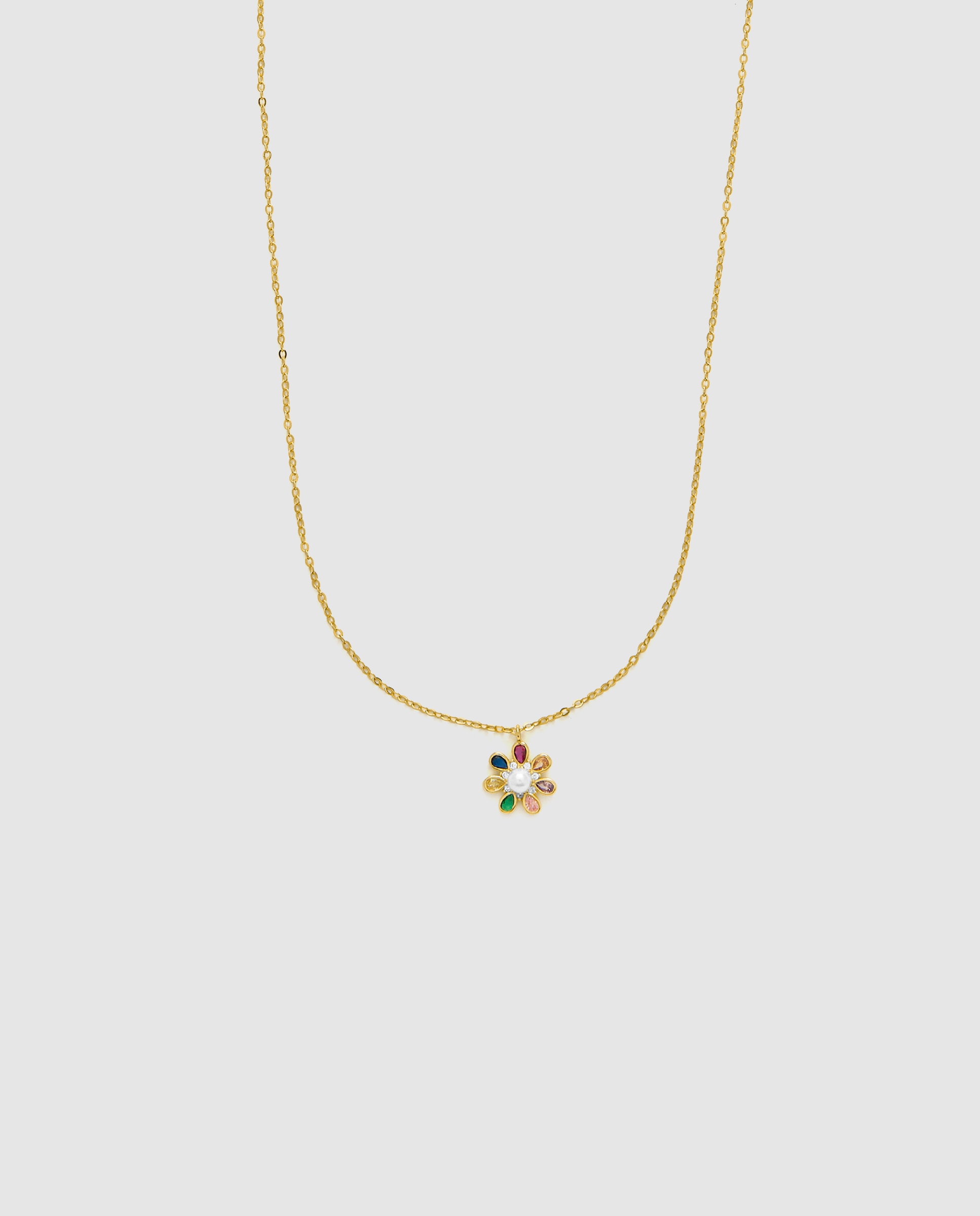 Corrente com Pendentes Pide Un Deseo de Prata de Lei 925 com Acabamento em Ouro Amarelo de 18 Quilates e Zircónios Multicolor Ouro-1