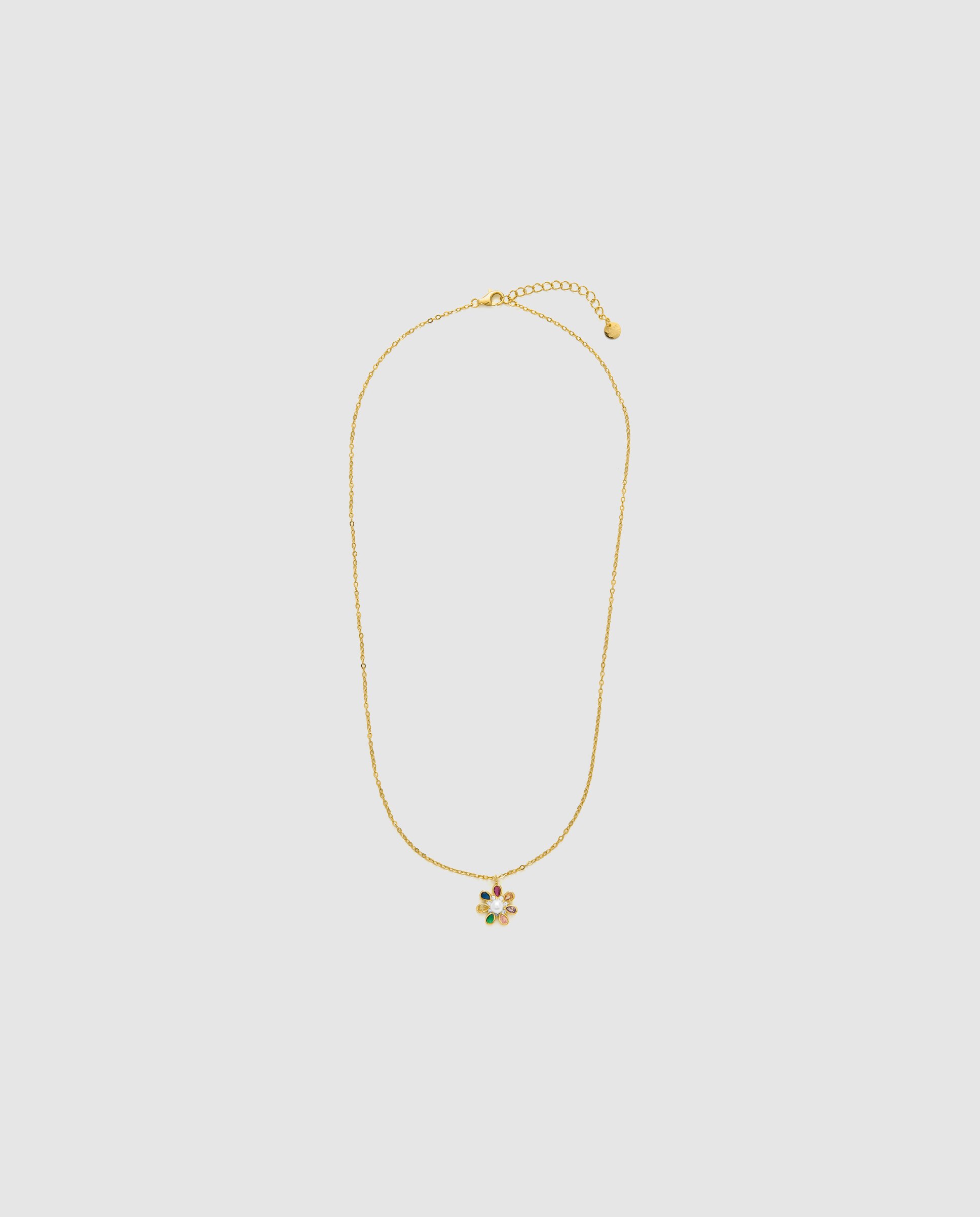Corrente com Pendentes Pide Un Deseo de Prata de Lei 925 com Acabamento em Ouro Amarelo de 18 Quilates e Zircónios Multicolor Ouro-3