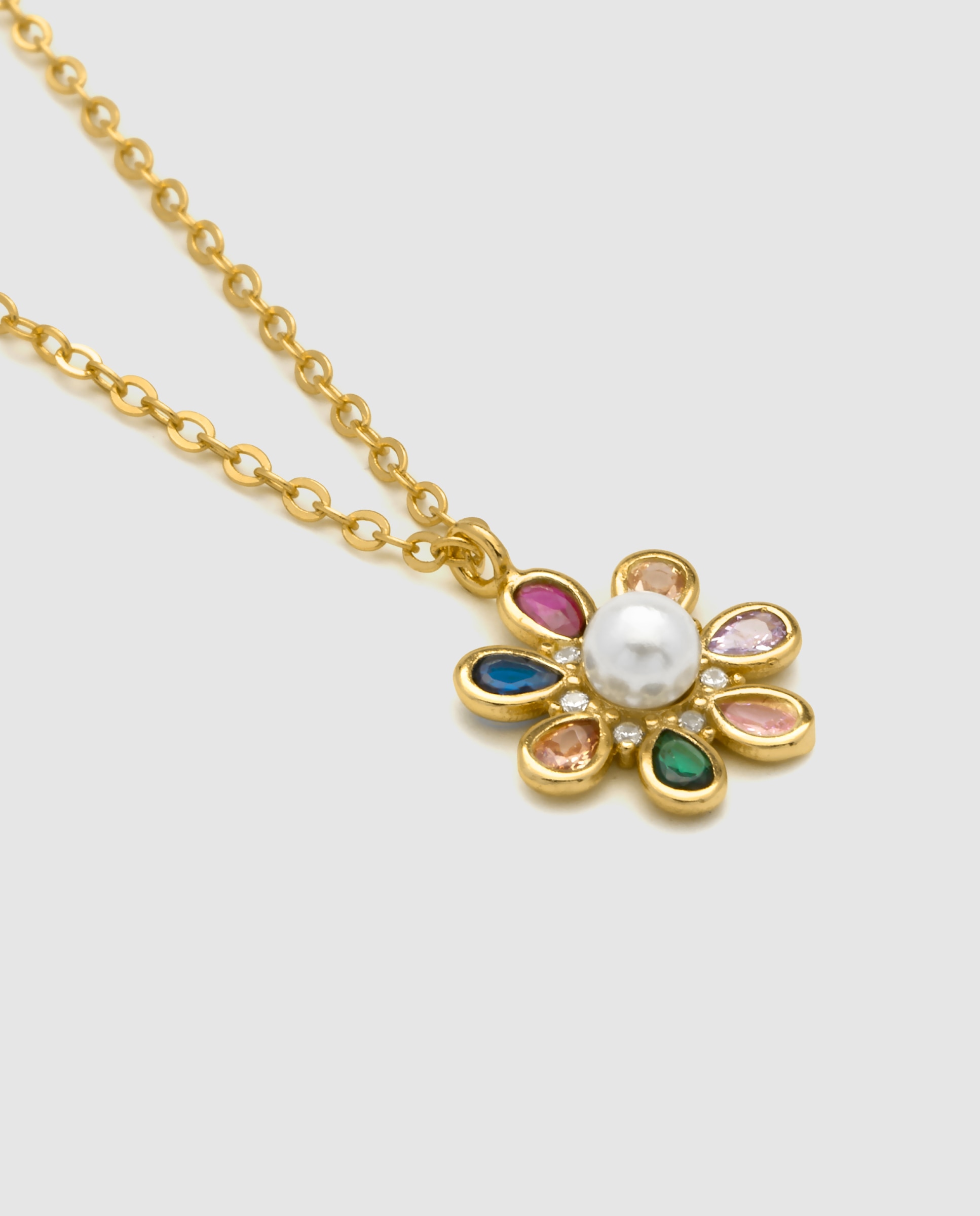 Corrente com Pendentes Pide Un Deseo de Prata de Lei 925 com Acabamento em Ouro Amarelo de 18 Quilates e Zircónios Multicolor Ouro-6