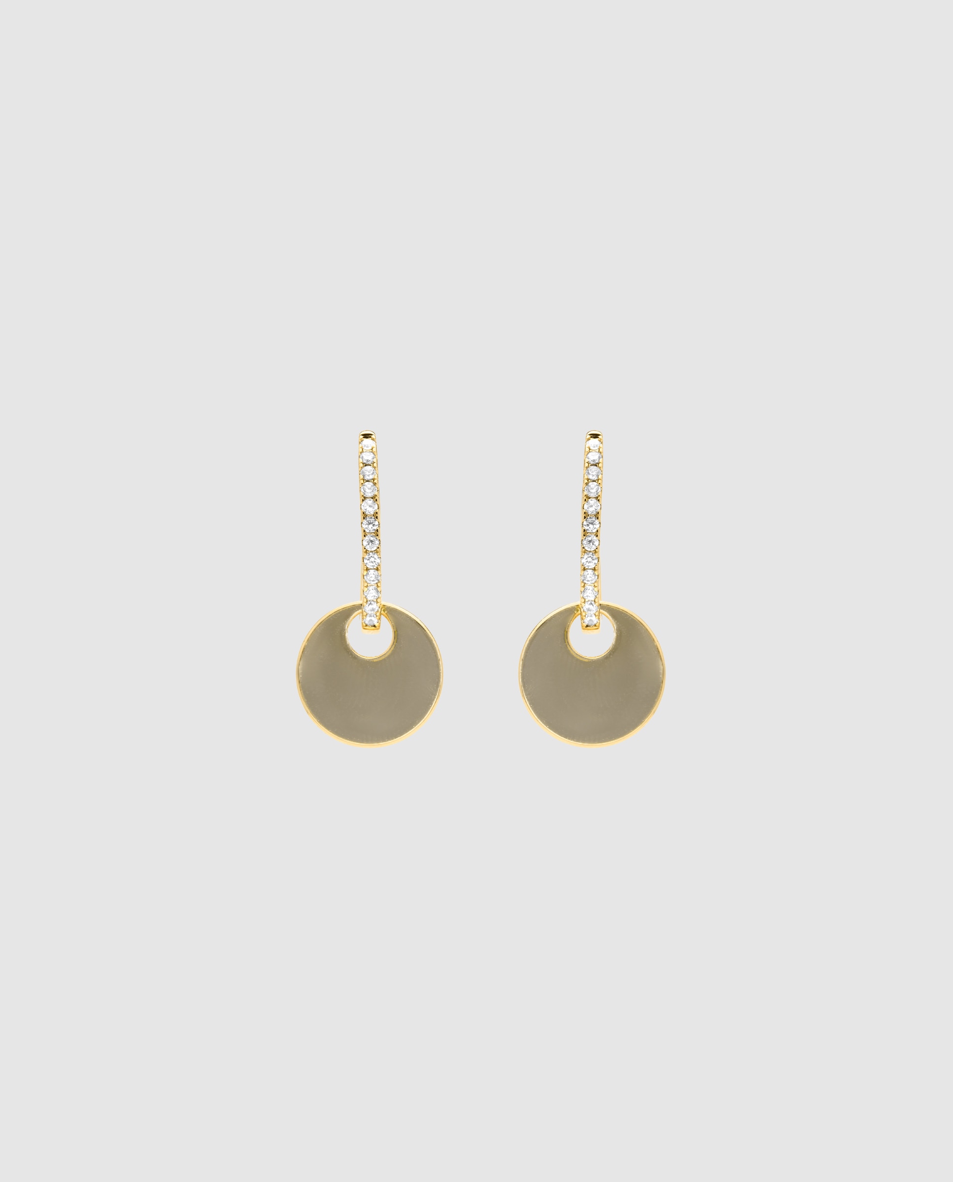 Brincos Basic Acabados em Ouro Amarelo de 18 Quilates com Zirconita Brilhante Ouro-1