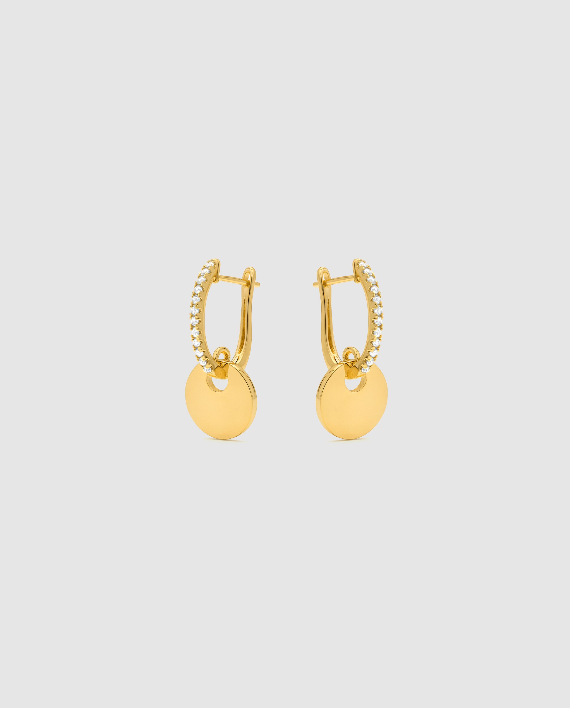 Brincos Basic Acabados em Ouro Amarelo de 18 Quilates com Zirconita Brilhante Ouro-3