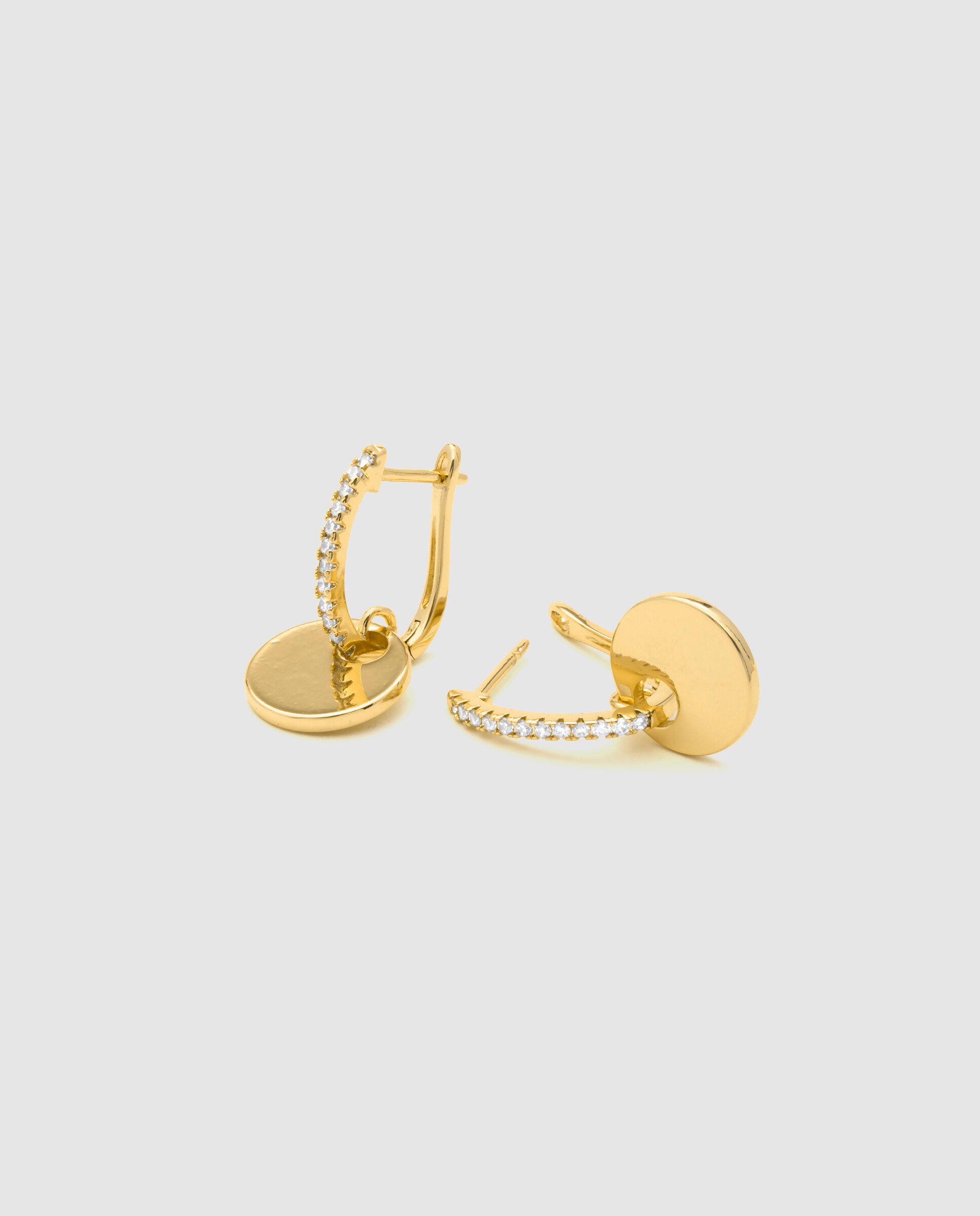 Brincos Basic Acabados em Ouro Amarelo de 18 Quilates com Zirconita Brilhante Ouro-6