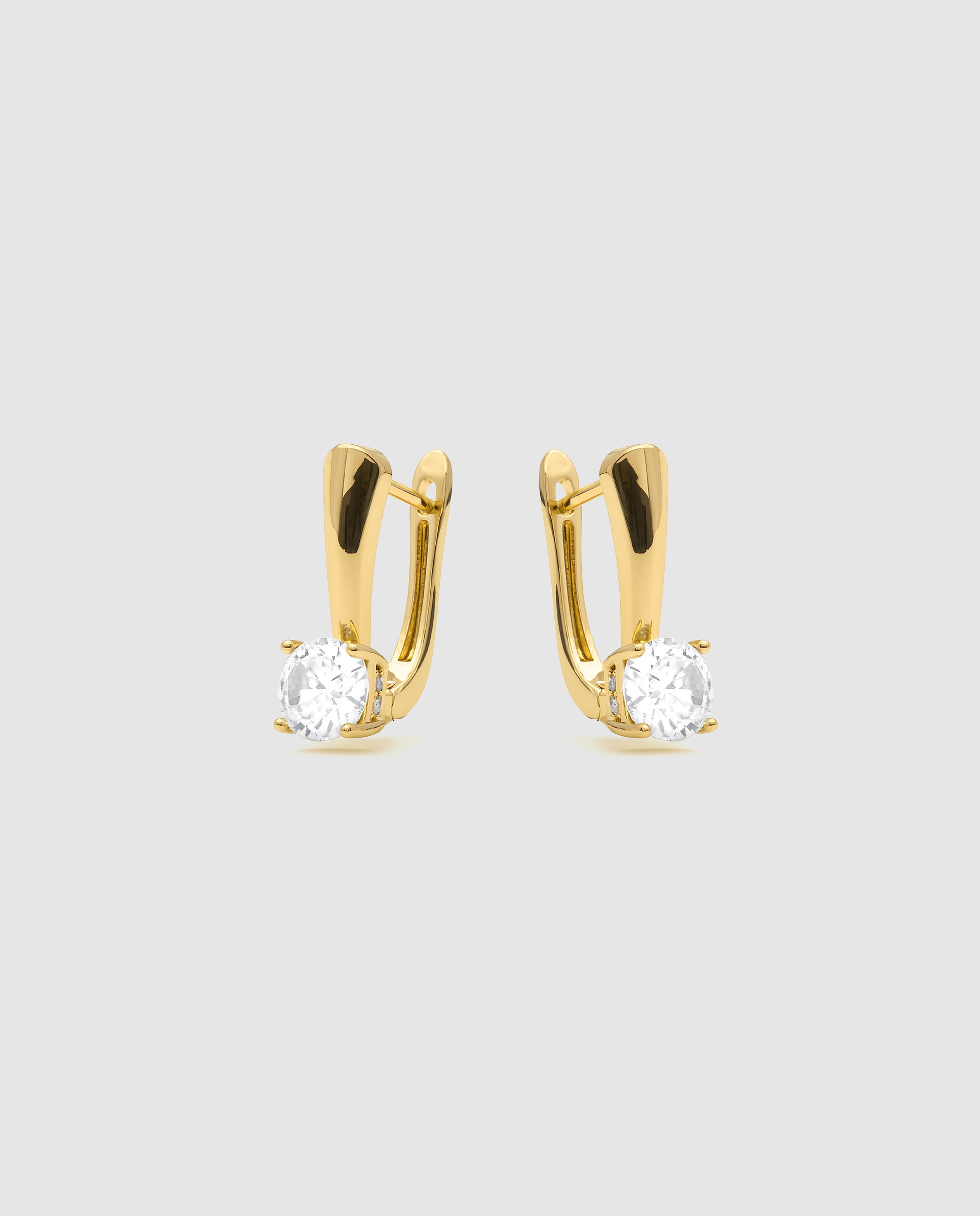 Brincos Basic Acabados em Ouro Amarelo de 18 Quilates com Zirconita Brilhante Ouro-3