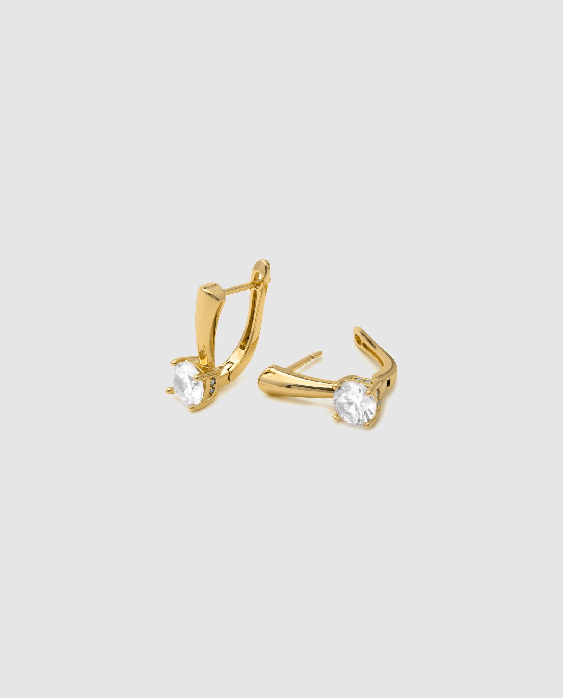 Brincos Basic Acabados em Ouro Amarelo de 18 Quilates com Zirconita Brilhante Ouro-6