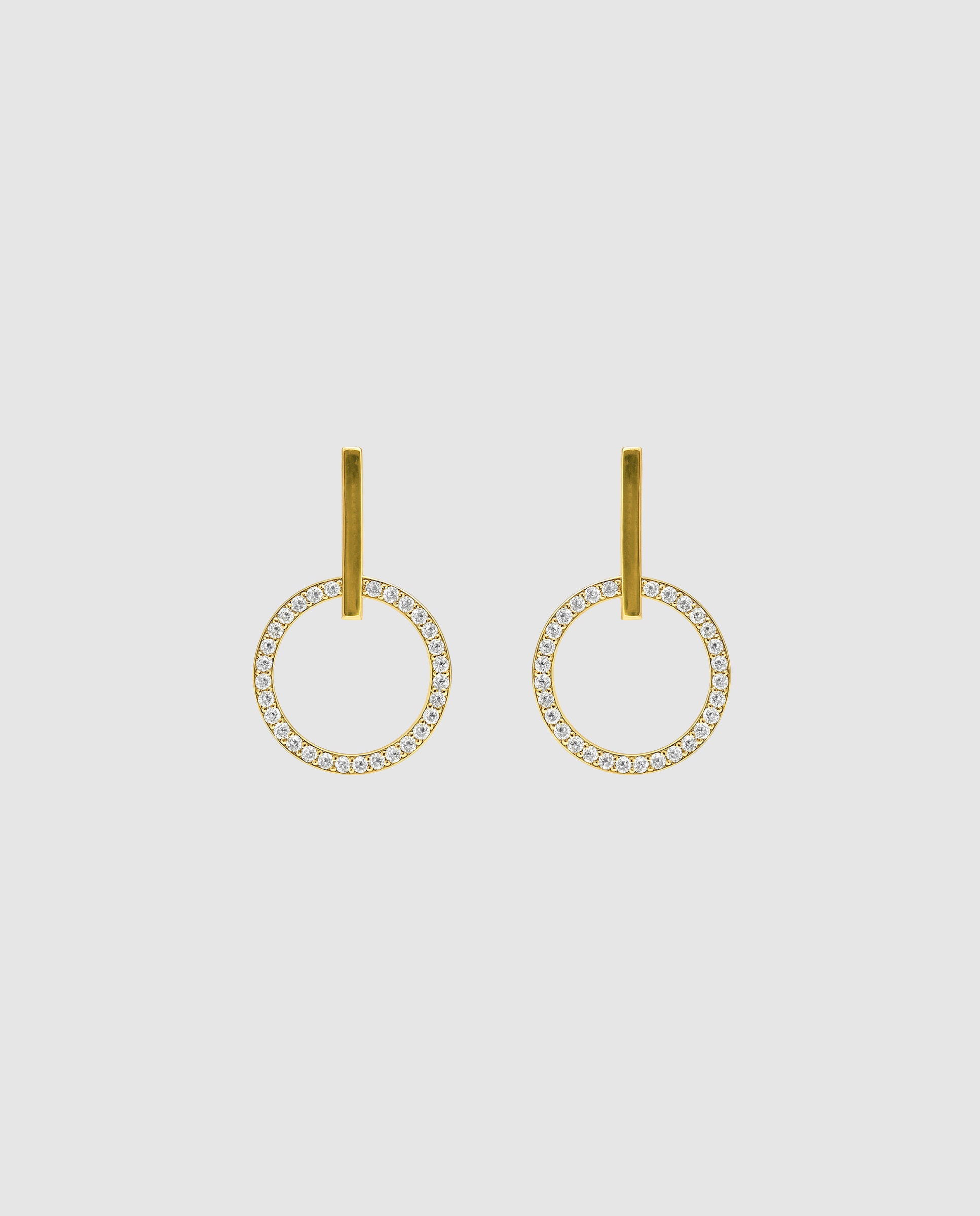 Brincos Basic Acabados em Ouro Amarelo de 18 Quilates com Zirconita Brilhante Amarelo-1