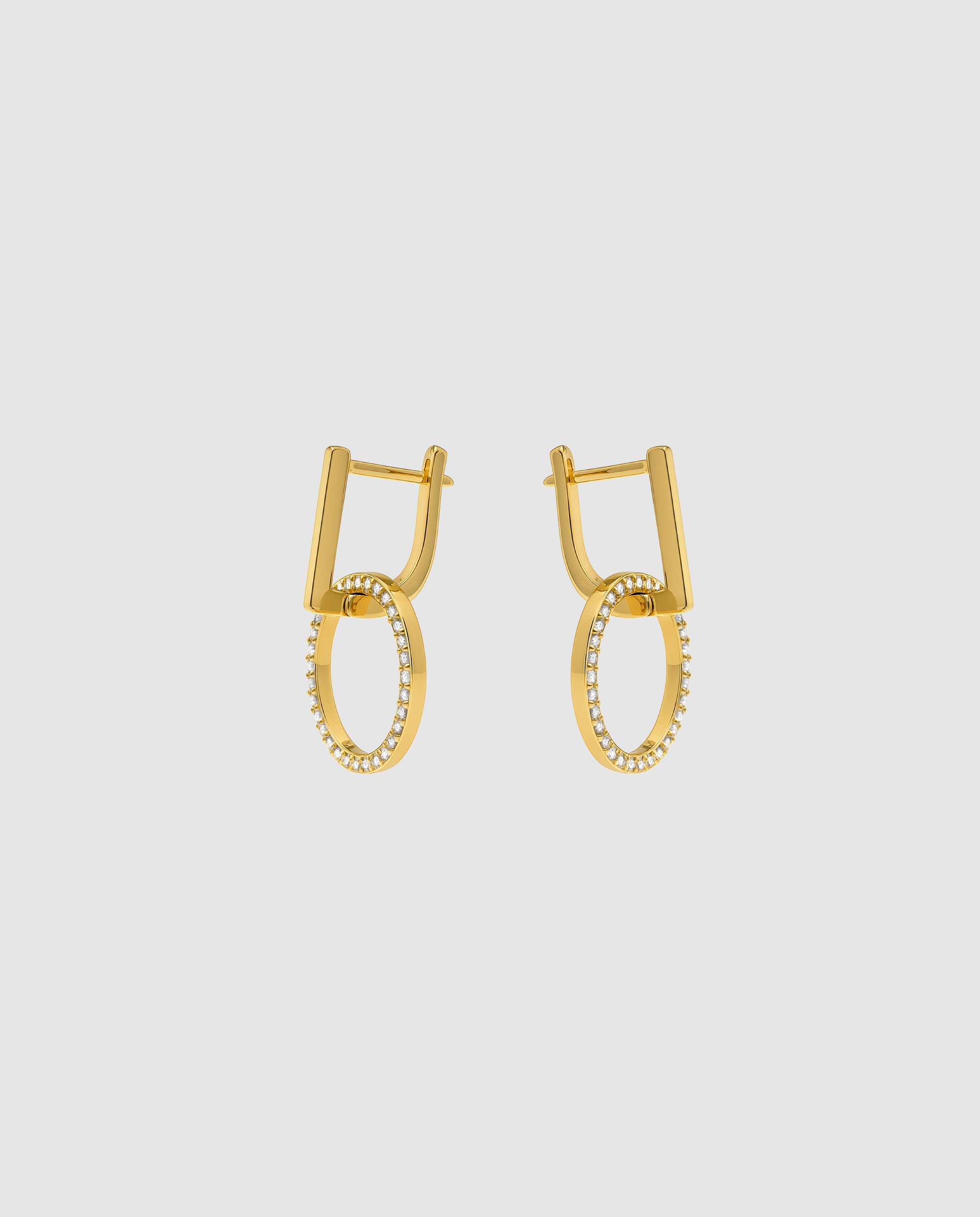 Brincos Basic Acabados em Ouro Amarelo de 18 Quilates com Zirconita Brilhante Amarelo-3