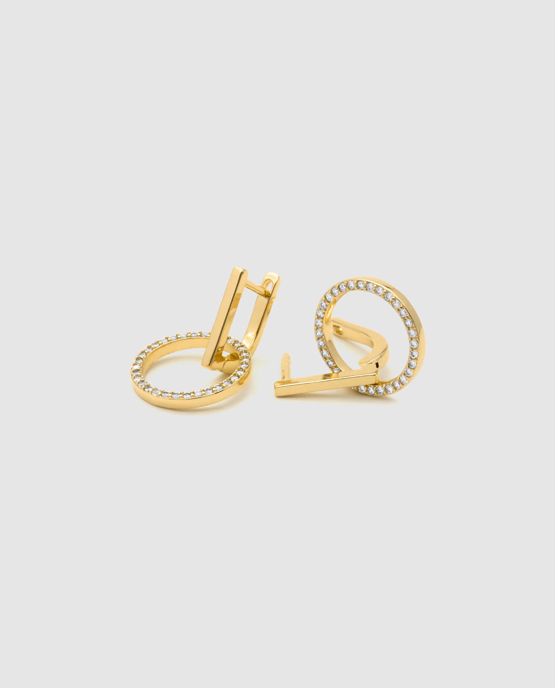 Brincos Basic Acabados em Ouro Amarelo de 18 Quilates com Zirconita Brilhante Amarelo-6