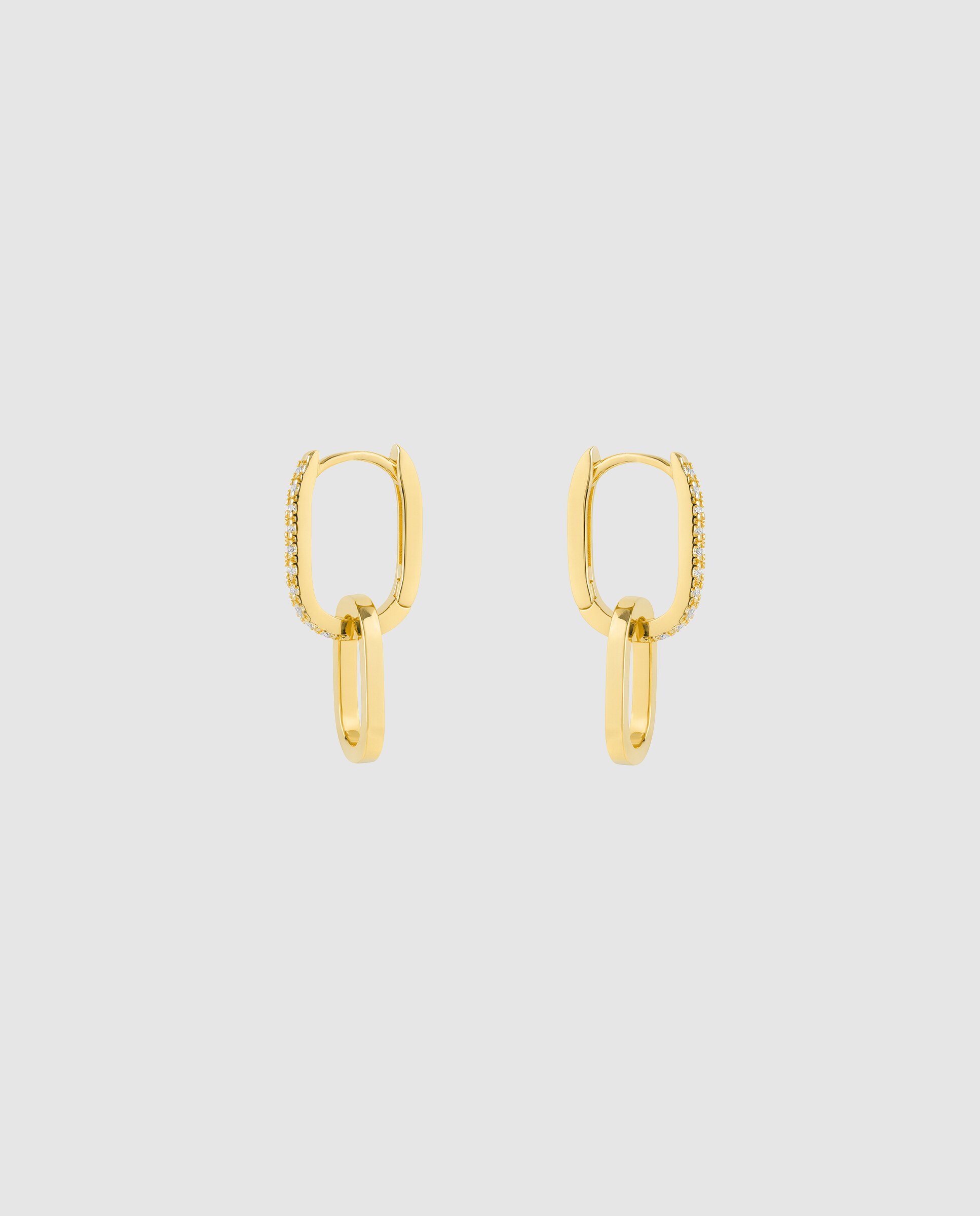 Brincos Basic Acabados em Ouro Amarelo de 18 Quilates com Zirconita Brilhante Dourado-3