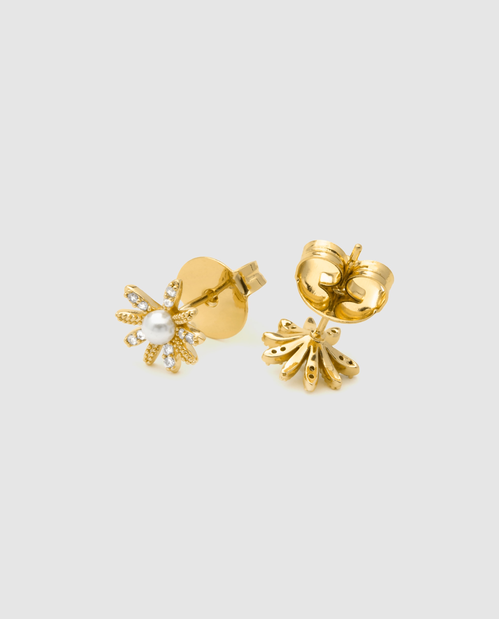 Brincos Basic Acabados em Ouro Amarelo de 18 Quilates com Zirconita Brilhante Ouro-6