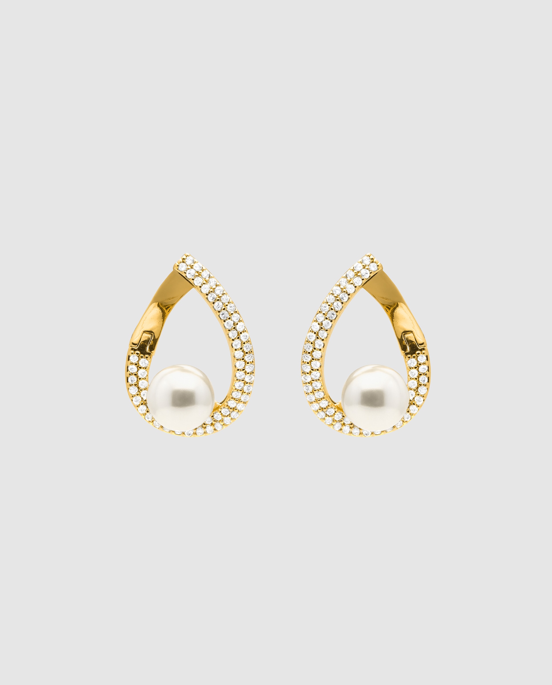 Brincos Basic Acabados em Ouro Amarelo de 18 Quilates com Zirconita Brilhante Ouro-1