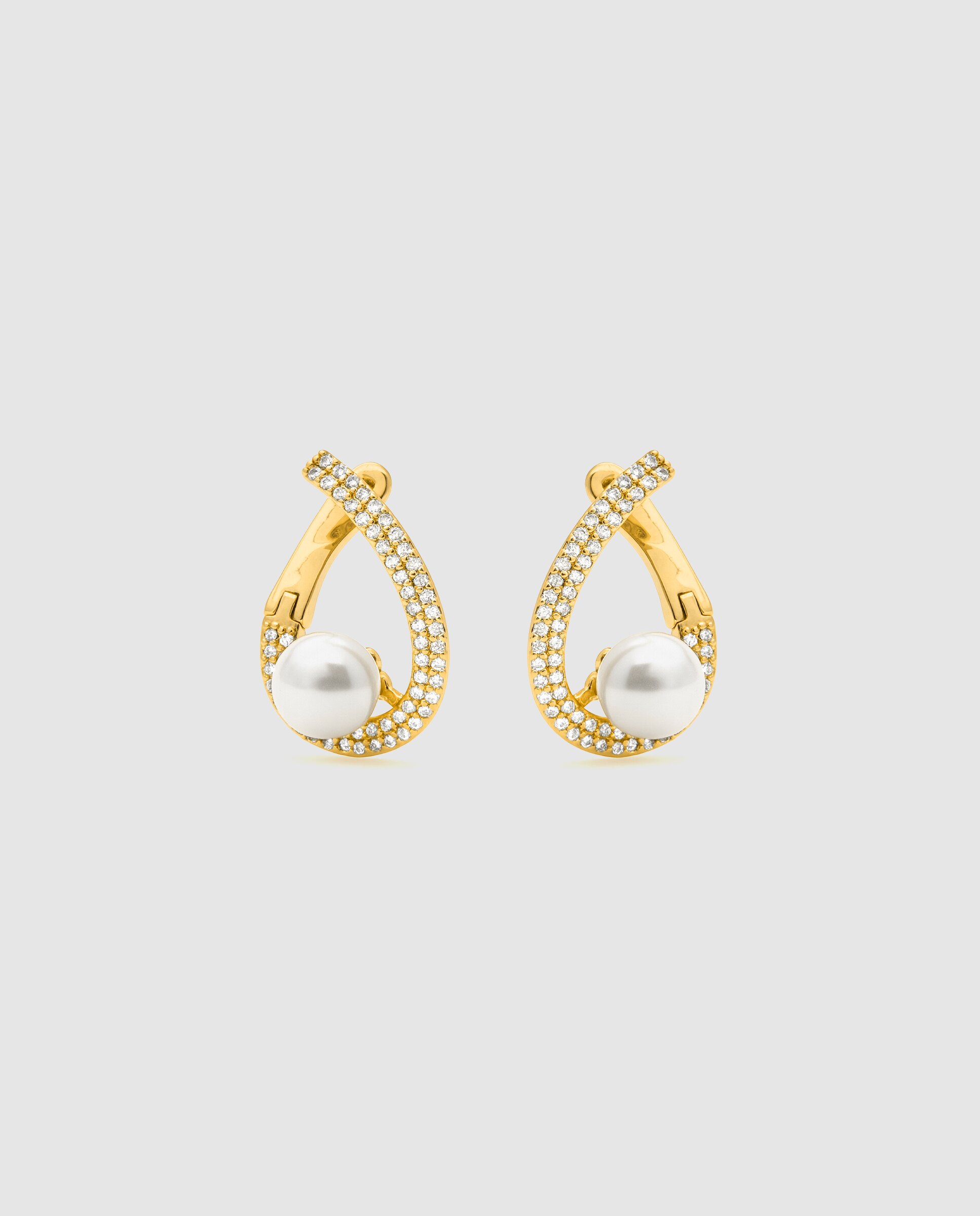 Brincos Basic Acabados em Ouro Amarelo de 18 Quilates com Zirconita Brilhante Ouro-3